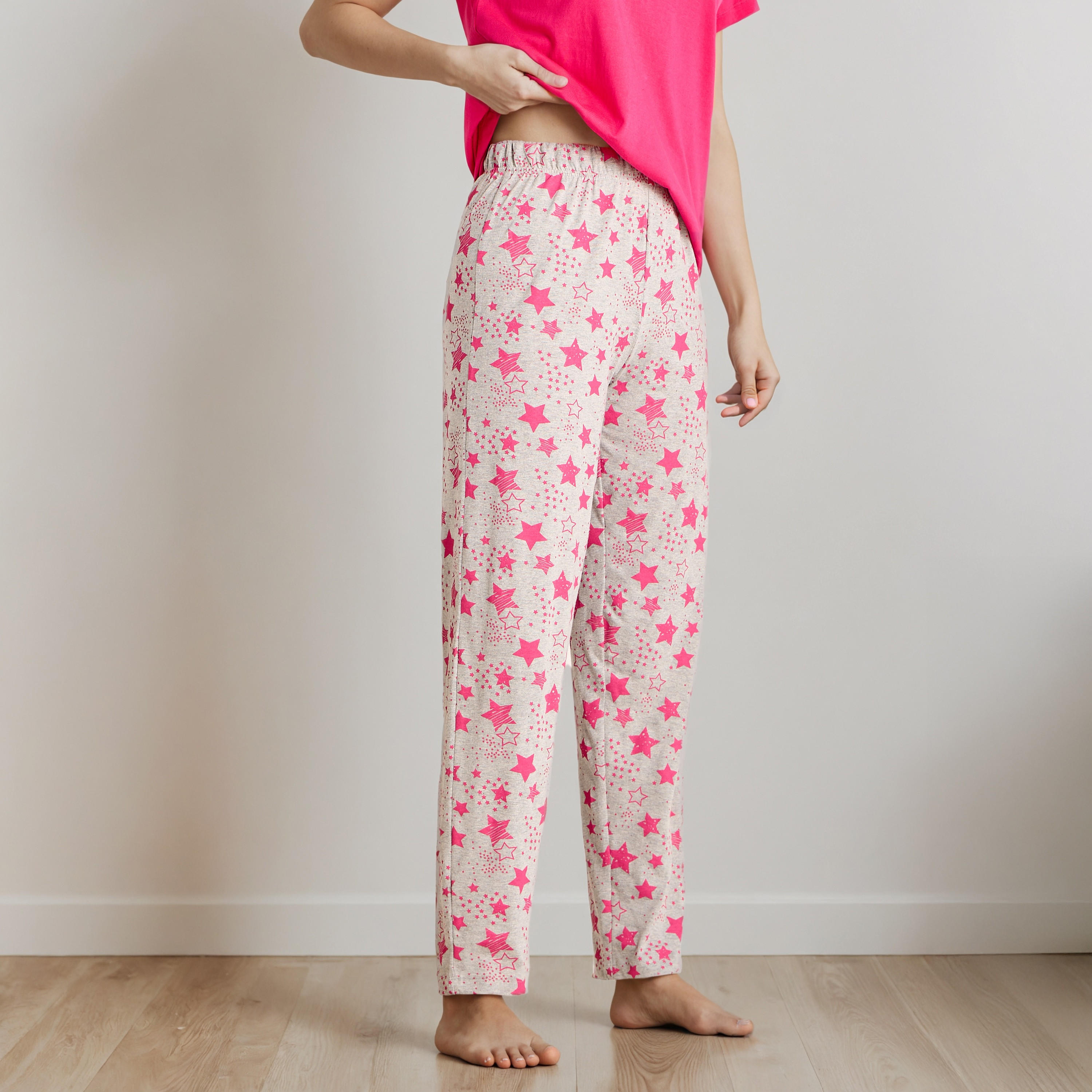 طقم بيجاما قطن تيشيرت وبنطلون-women-clothing-nightwear-pyjamas-longsets-image-3
