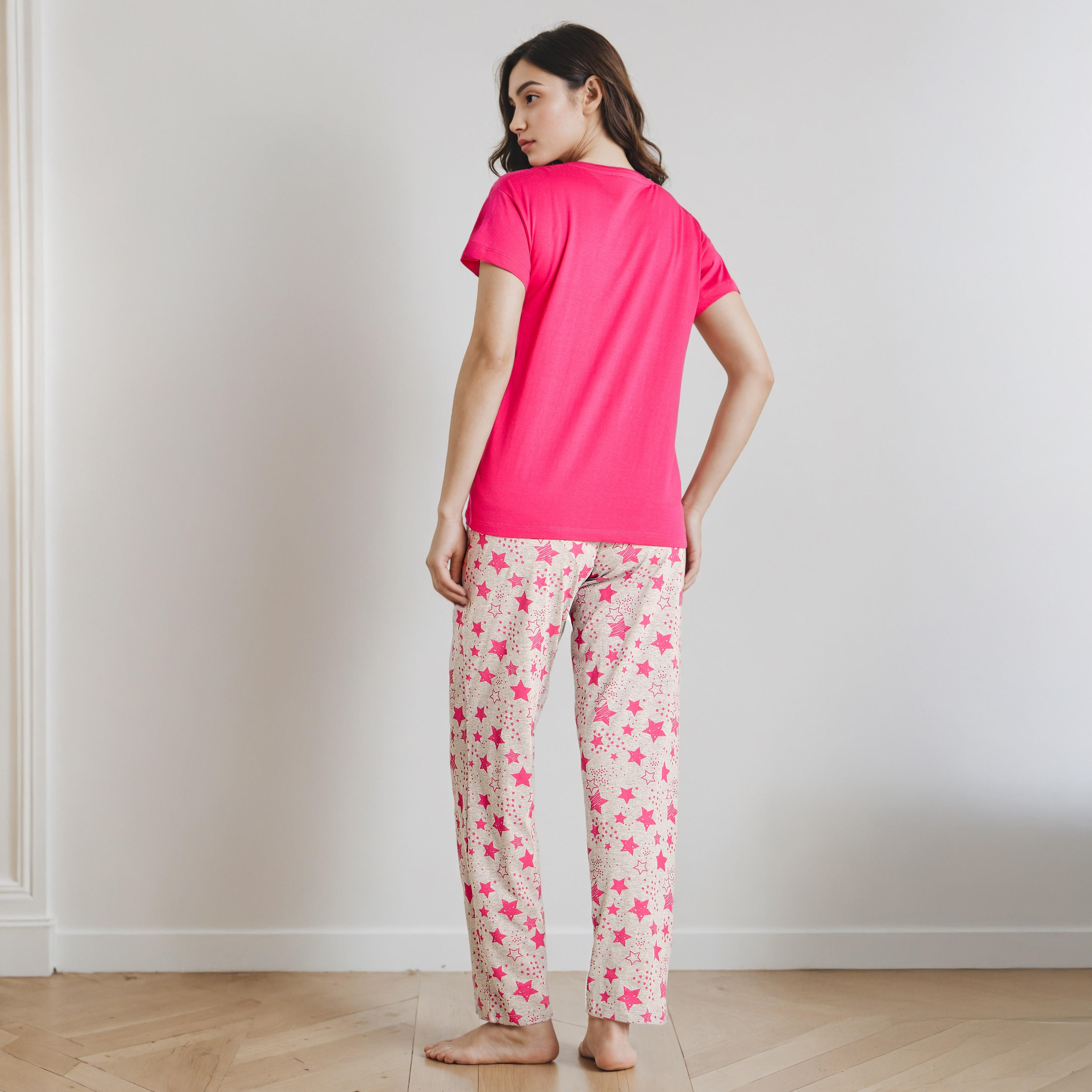 طقم بيجاما قطن تيشيرت وبنطلون-women-clothing-nightwear-pyjamas-longsets-image-4