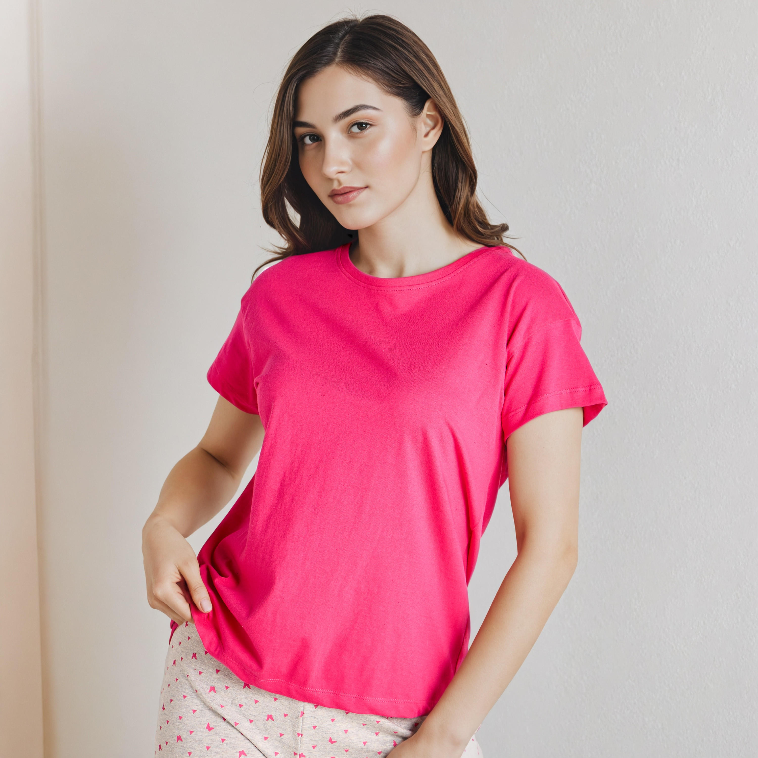 طقم بيجاما قطن تيشيرت وبنطلون-women-clothing-nightwear-pyjamas-longsets-image-2