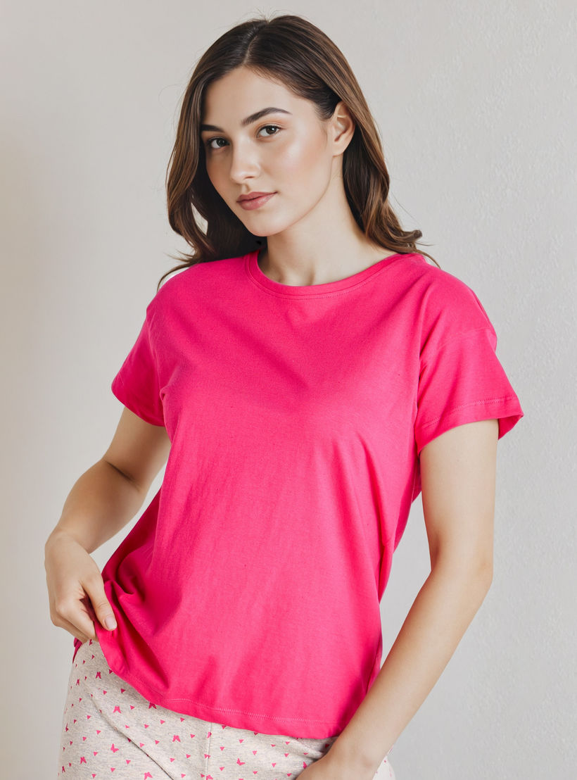 طقم بيجاما قطن تيشيرت وبنطلون-women-clothing-nightwear-pyjamas-longsets-image-2