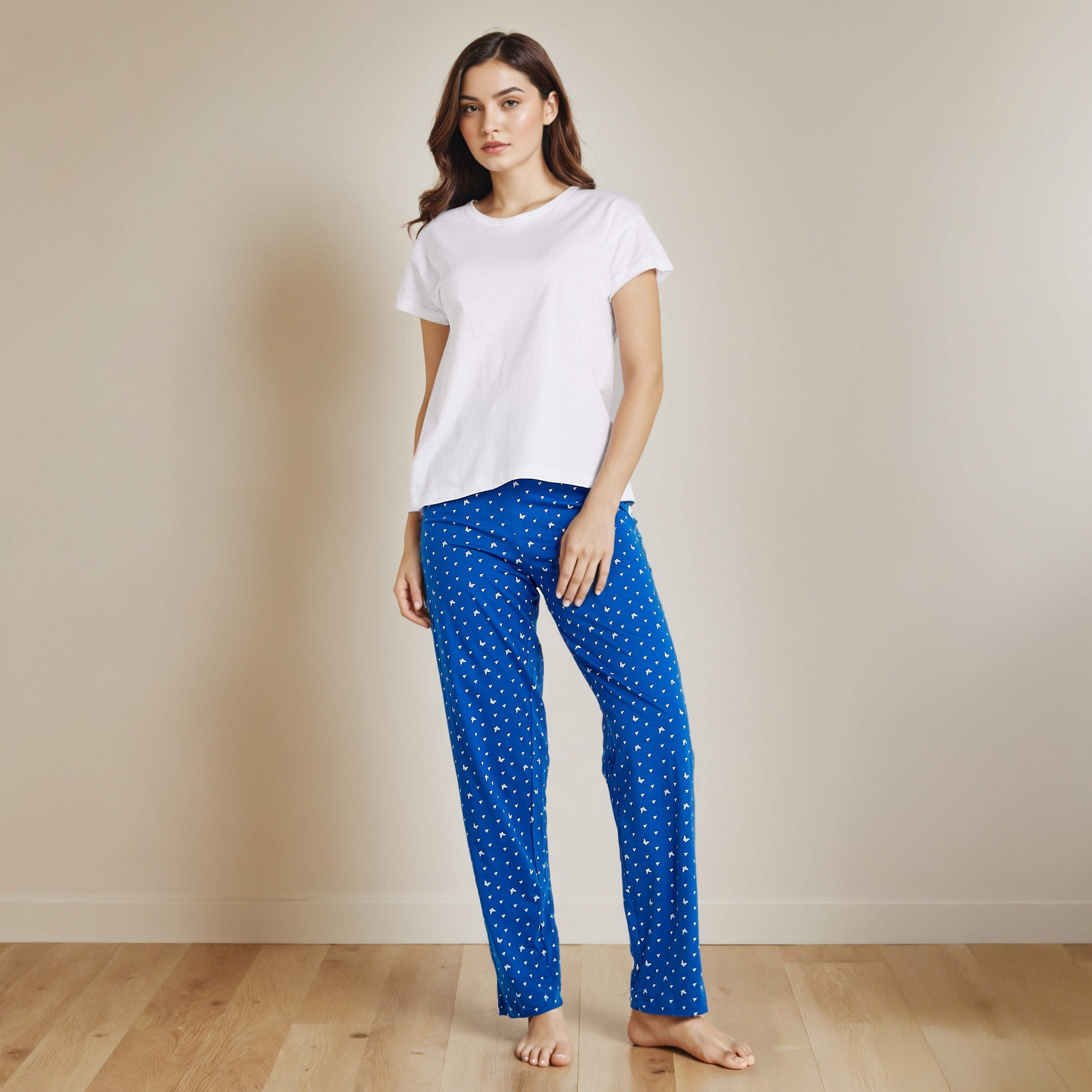 Pyjama Set T-shirt & Trousers Cotton-women-clothing-nightwear-pyjamas-longsets-image-1
