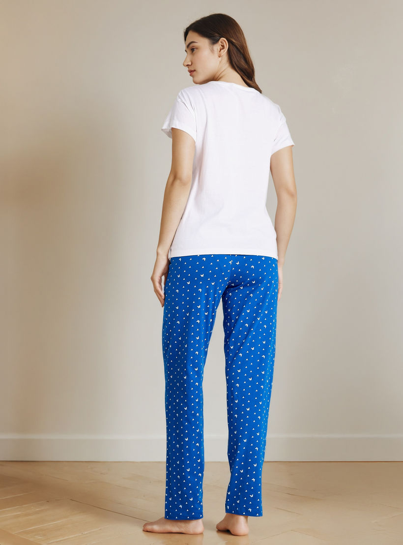 طقم بيجاما قطن تيشيرت وبنطلون-women-clothing-nightwear-pyjamas-longsets-image-4