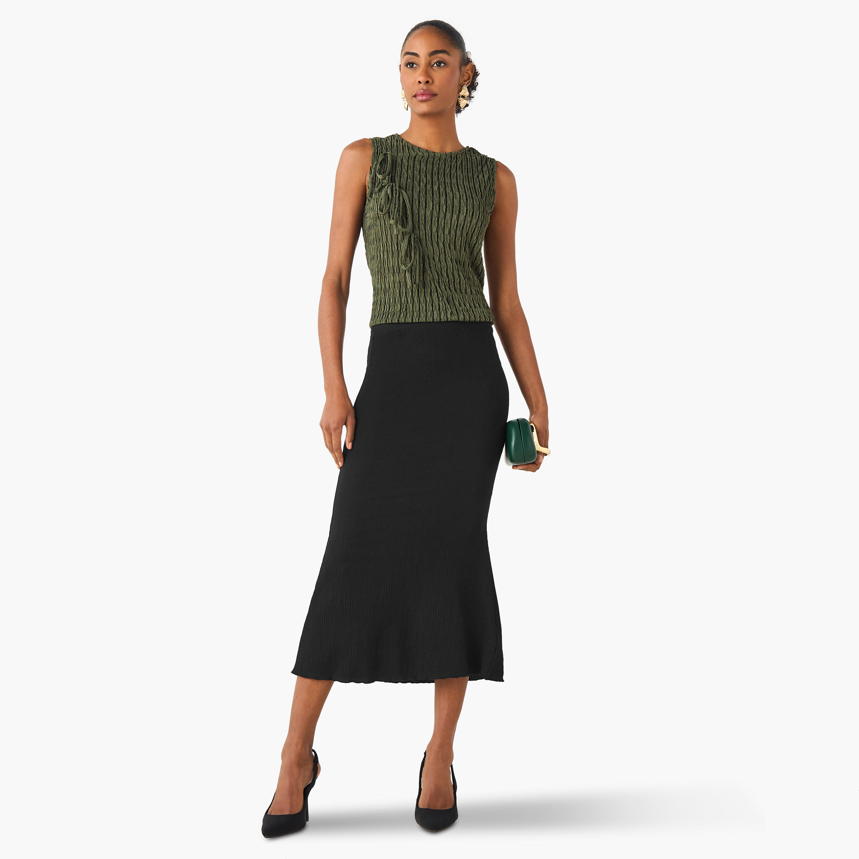 Mermaid Cut Textured Midi Skirt-women-clothing-bottoms-skirts-image-2