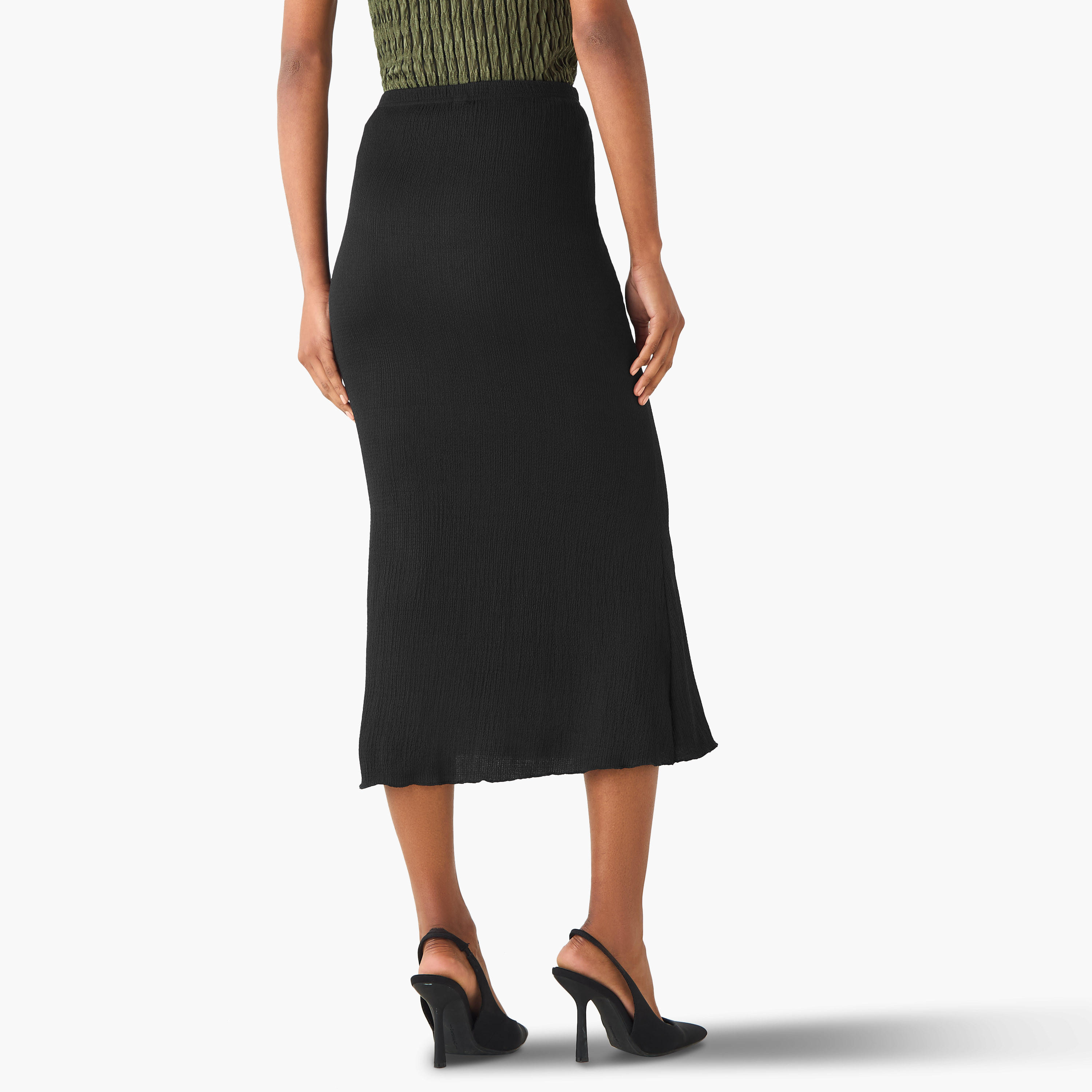 Mermaid Cut Textured Midi Skirt-women-clothing-bottoms-skirts-image-3