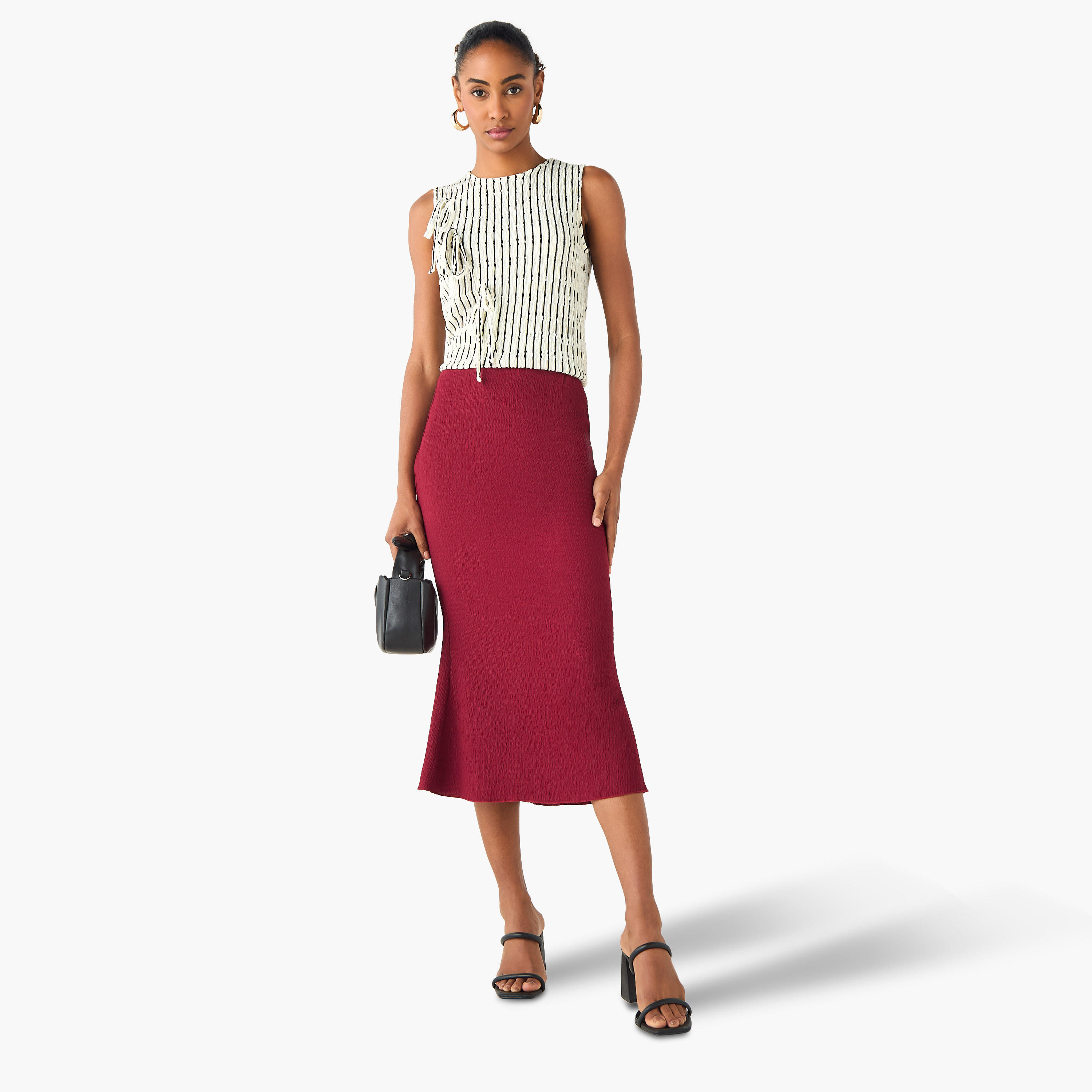Mermaid Cut Textured Midi Skirt-women-clothing-bottoms-skirts-image-2