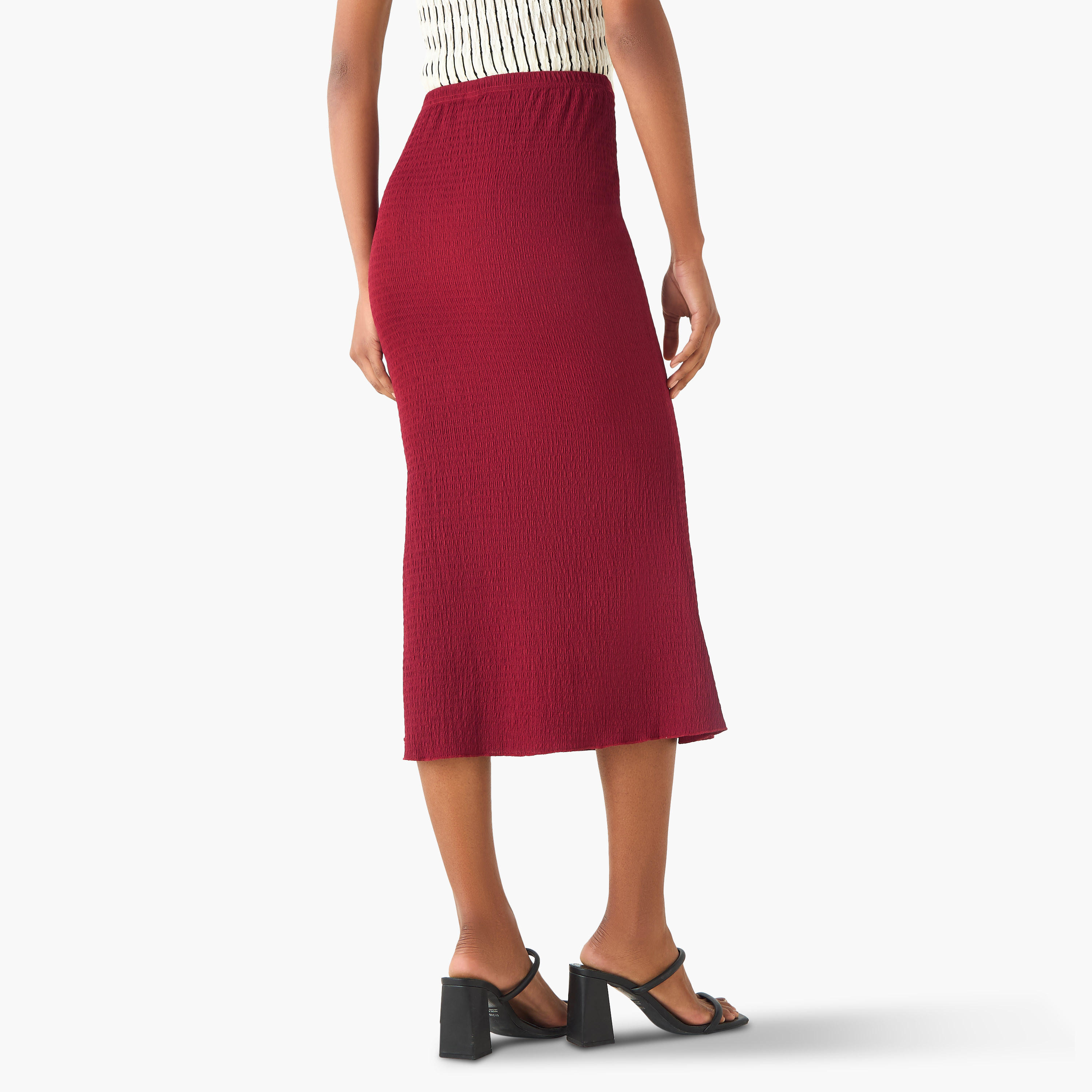 Mermaid Cut Textured Midi Skirt-women-clothing-bottoms-skirts-image-3