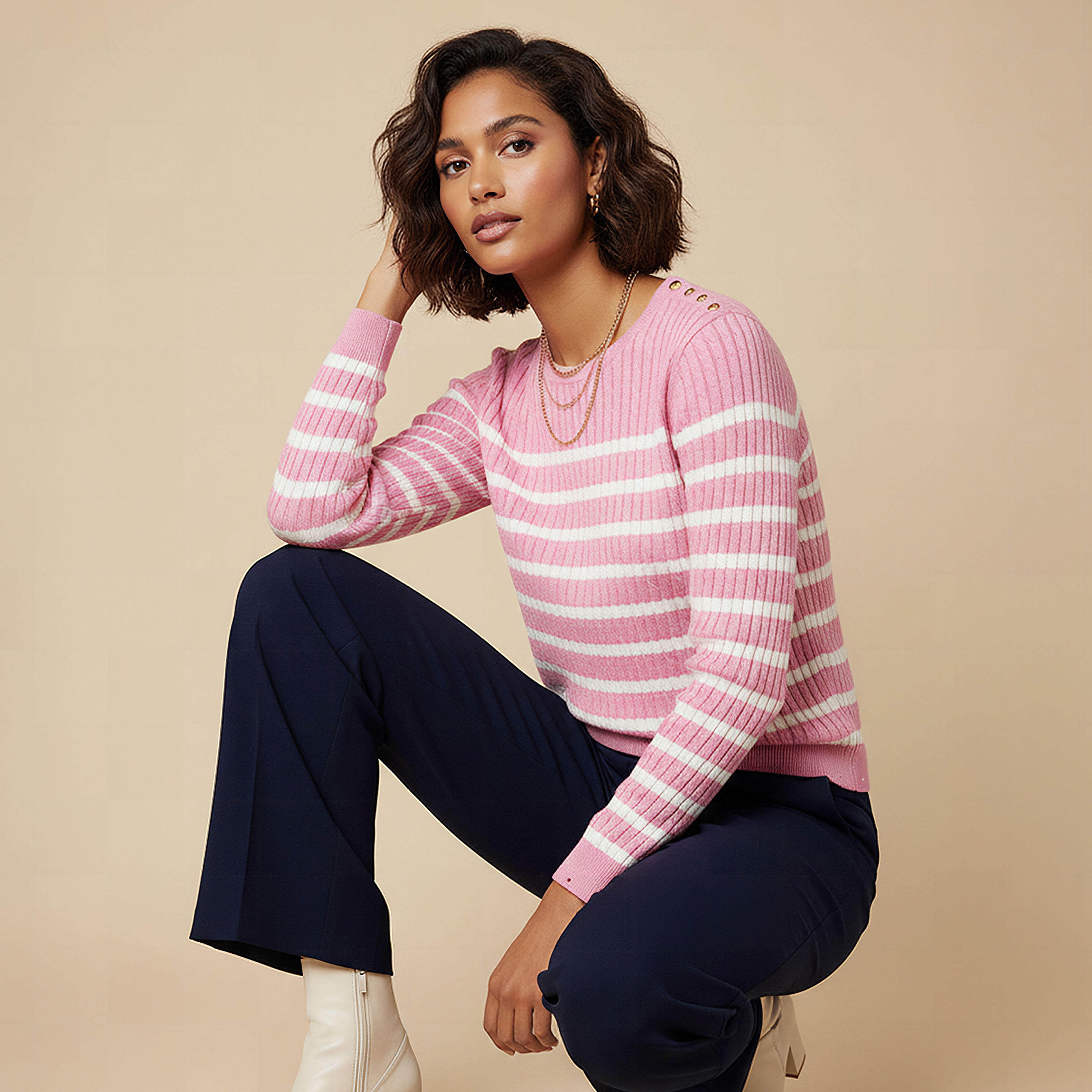 Striped Crew Neck Sweater-women-clothing-cardigansandjumpers-jumpers-image-1