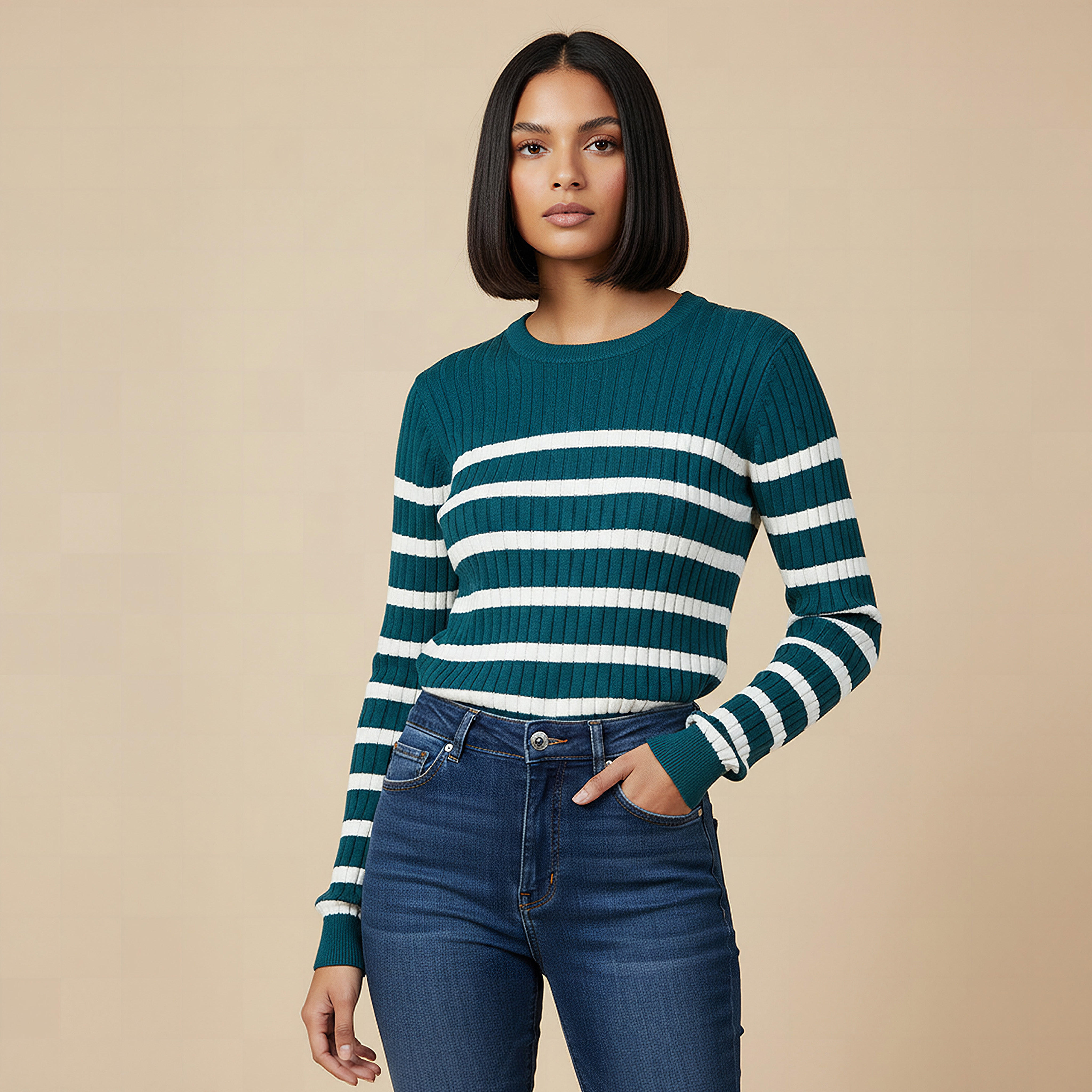 Striped Crew Neck Sweater-women-clothing-cardigansandjumpers-jumpers-image-1