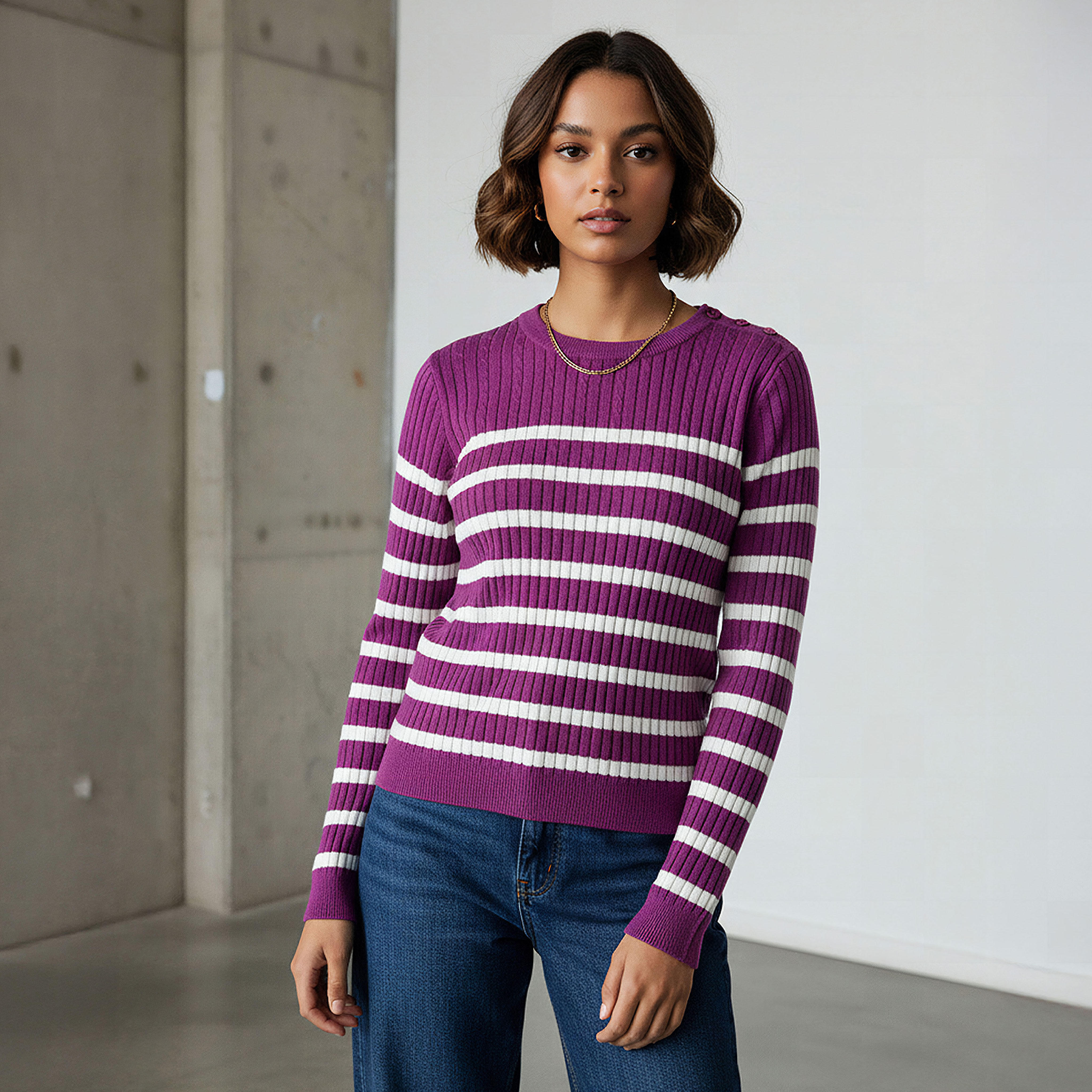 Striped Crew Neck Sweater-women-clothing-cardigansandjumpers-jumpers-image-1