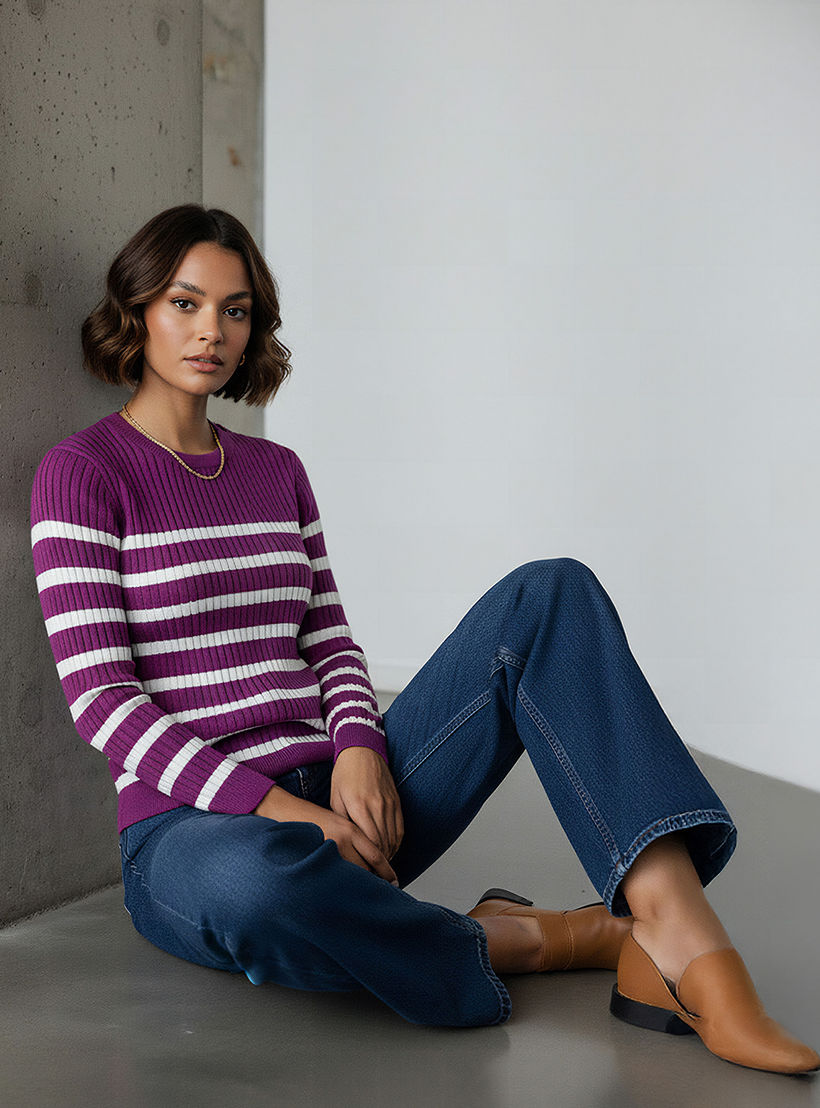 Striped Crew Neck Sweater-women-clothing-cardigansandjumpers-jumpers-image-2