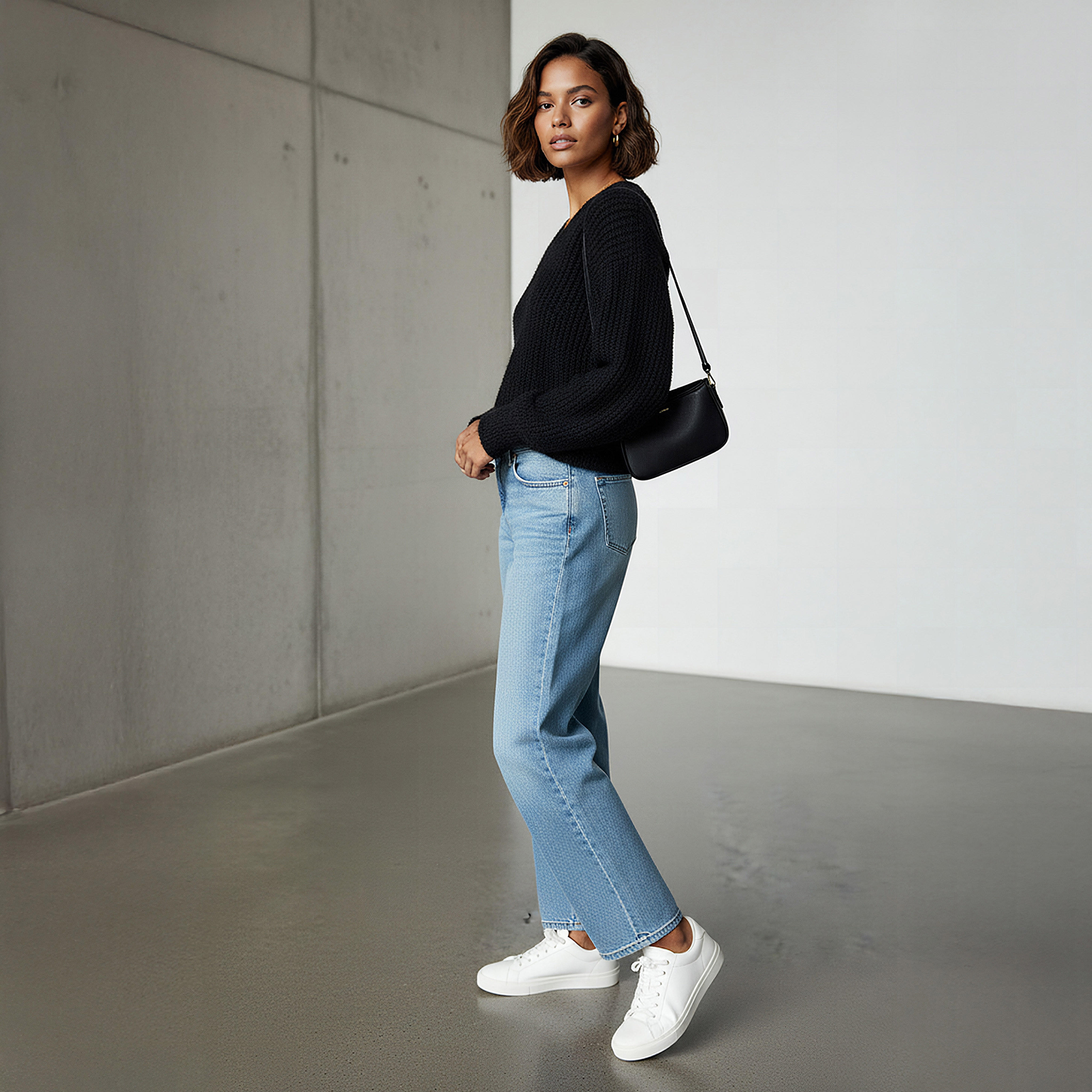 Textured V-neck Sweater with Long Sleeves-women-clothing-cardigansandjumpers-jumpers-image-2