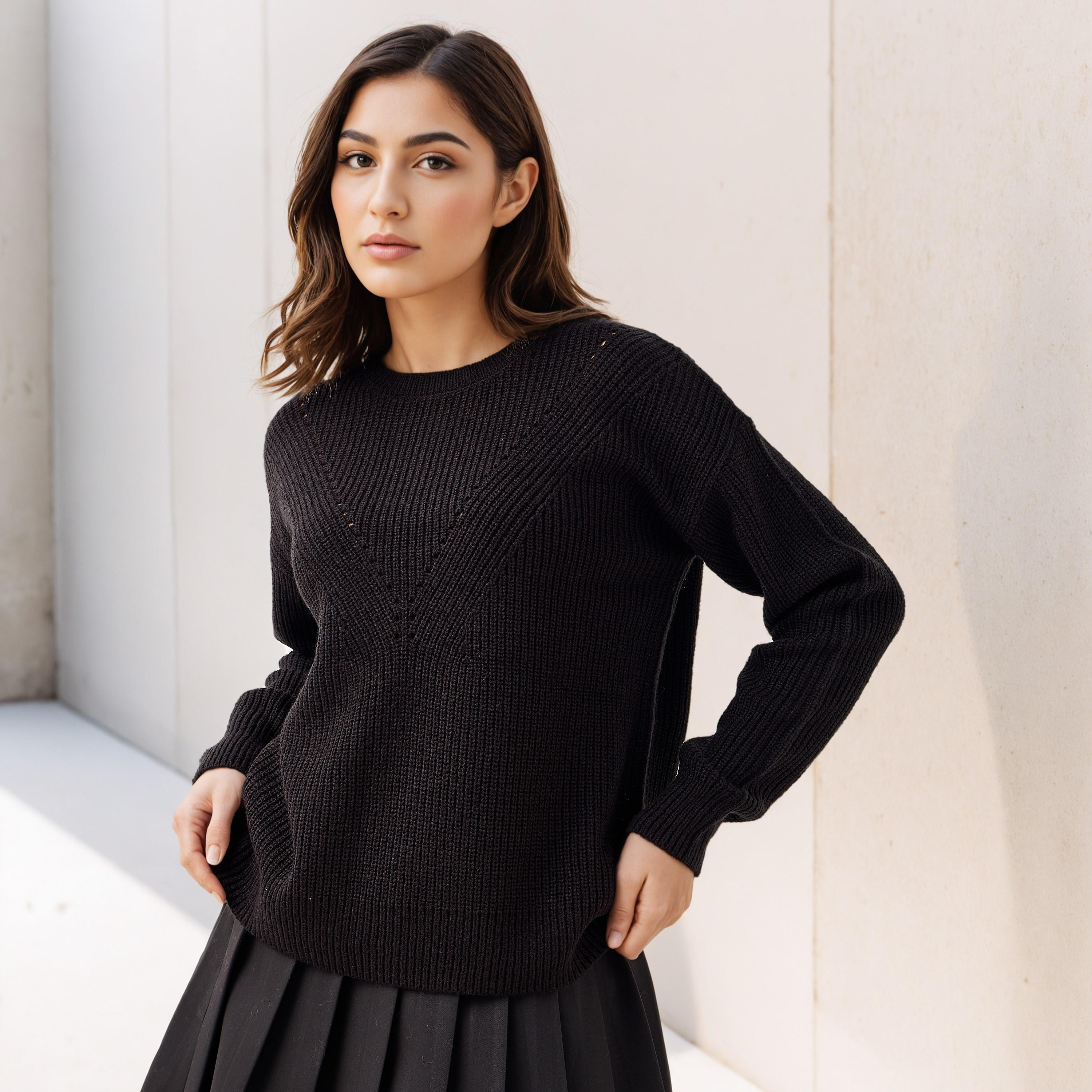 بلوفر بارز الملمس بياقة ضيّقة وأكمام طويلة-women-clothing-cardigansandjumpers-jumpers-image-5