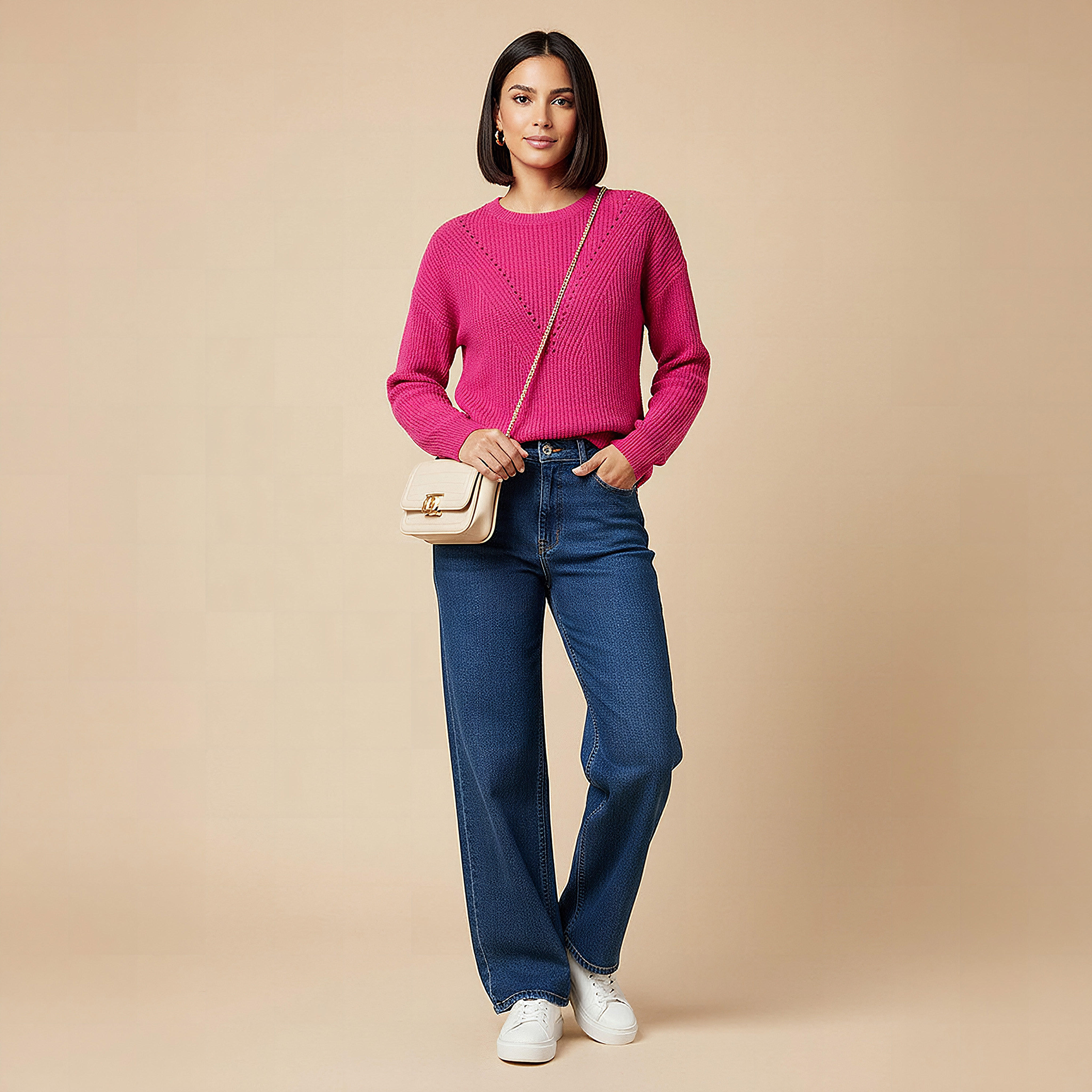 بلوفر بارز الملمس بياقة ضيّقة وأكمام طويلة-women-clothing-cardigansandjumpers-jumpers-image-2