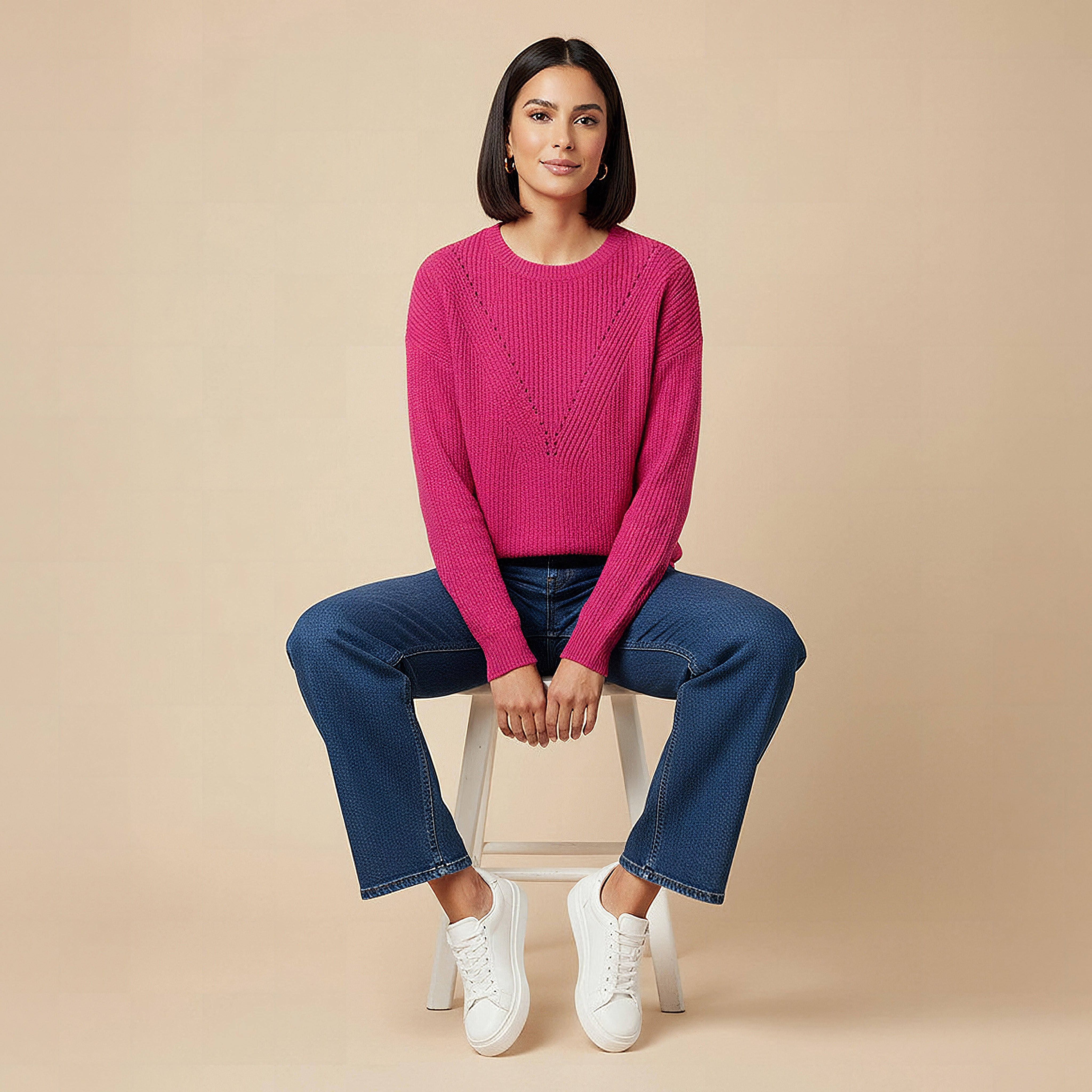 بلوفر بارز الملمس بياقة ضيّقة وأكمام طويلة-women-clothing-cardigansandjumpers-jumpers-image-5