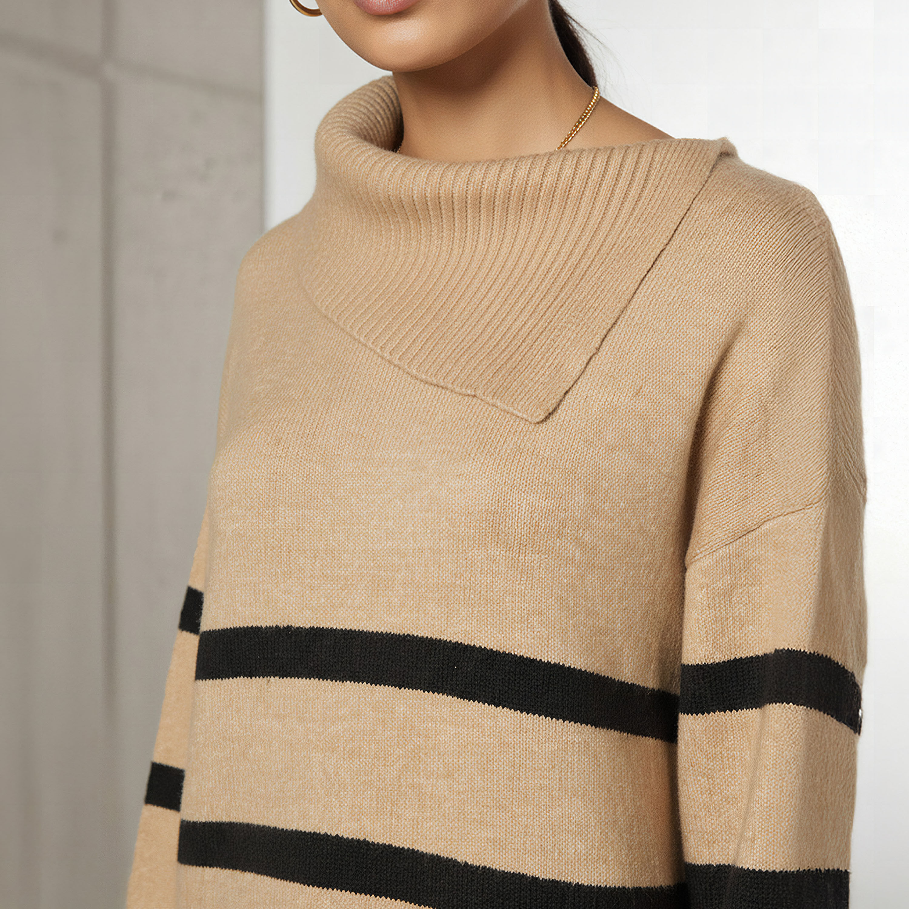 Striped Sweater Dress with Asymmetric Neck-women-clothing-dresses-image-4