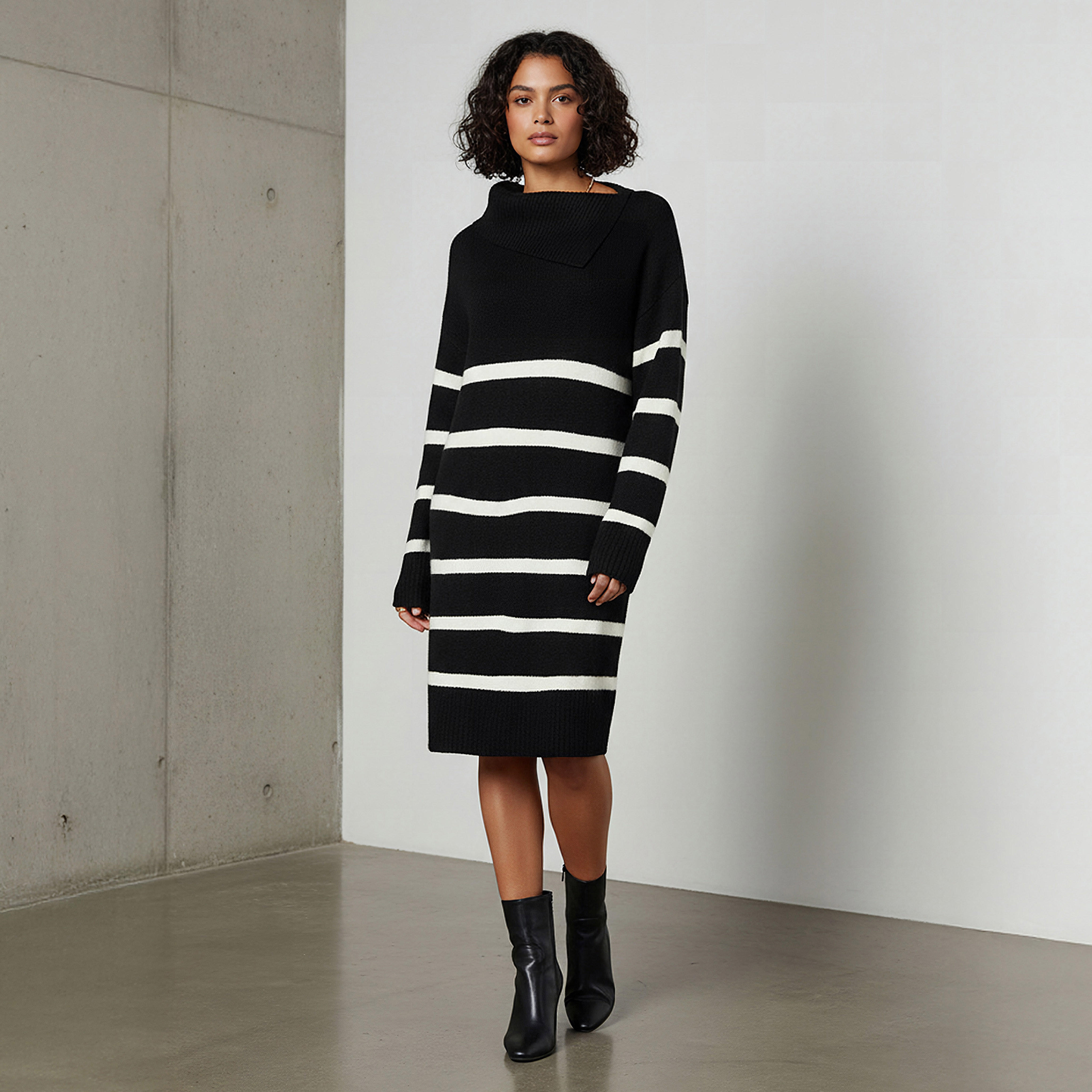 Striped Sweater Dress with Asymmetric Neck-women-clothing-dresses-image-5