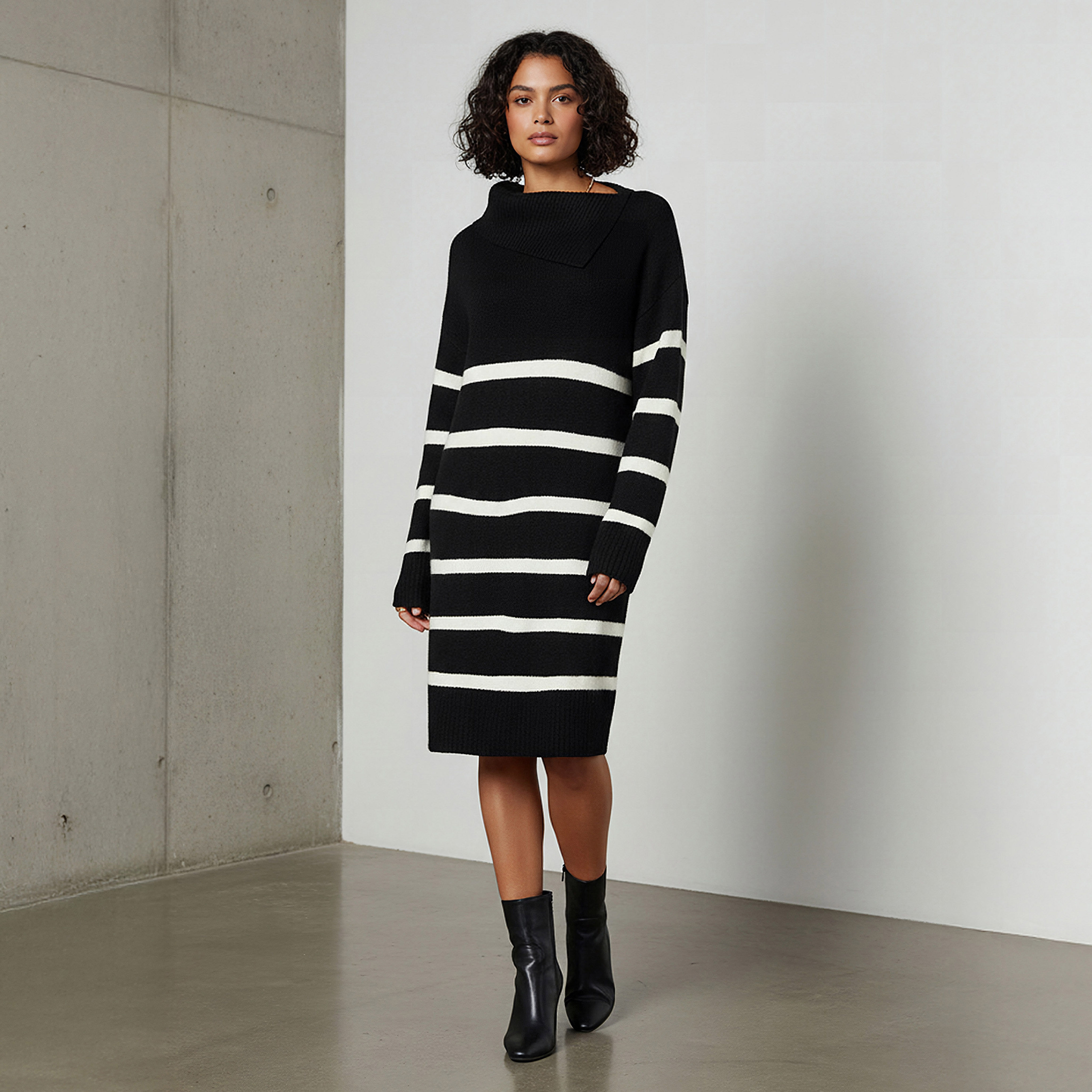 Striped Sweater Dress with Asymmetric Neck-women-clothing-dresses-image-5