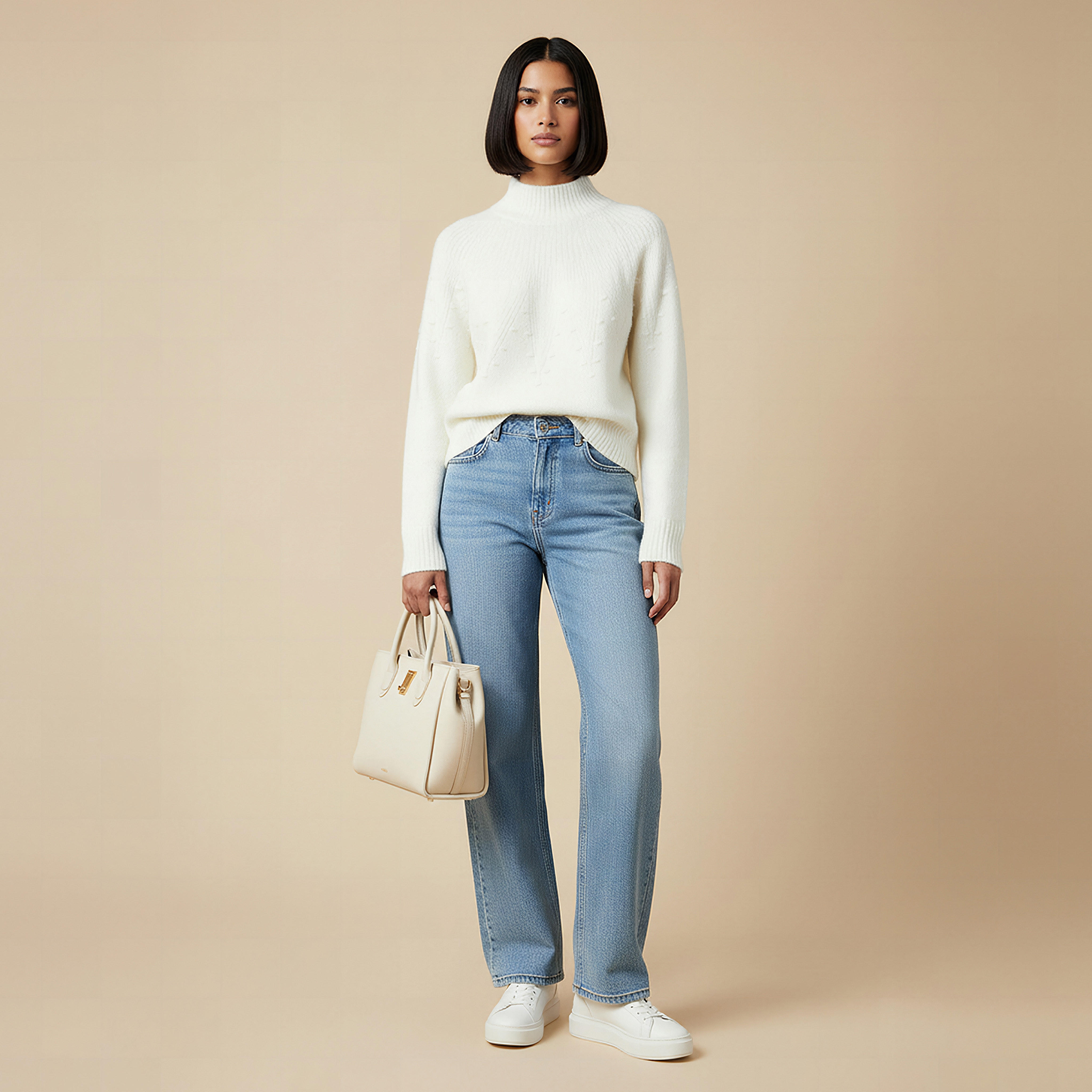 Yoke Detail Sweater with Long Sleeves-women-clothing-cardigansandjumpers-jumpers-image-2