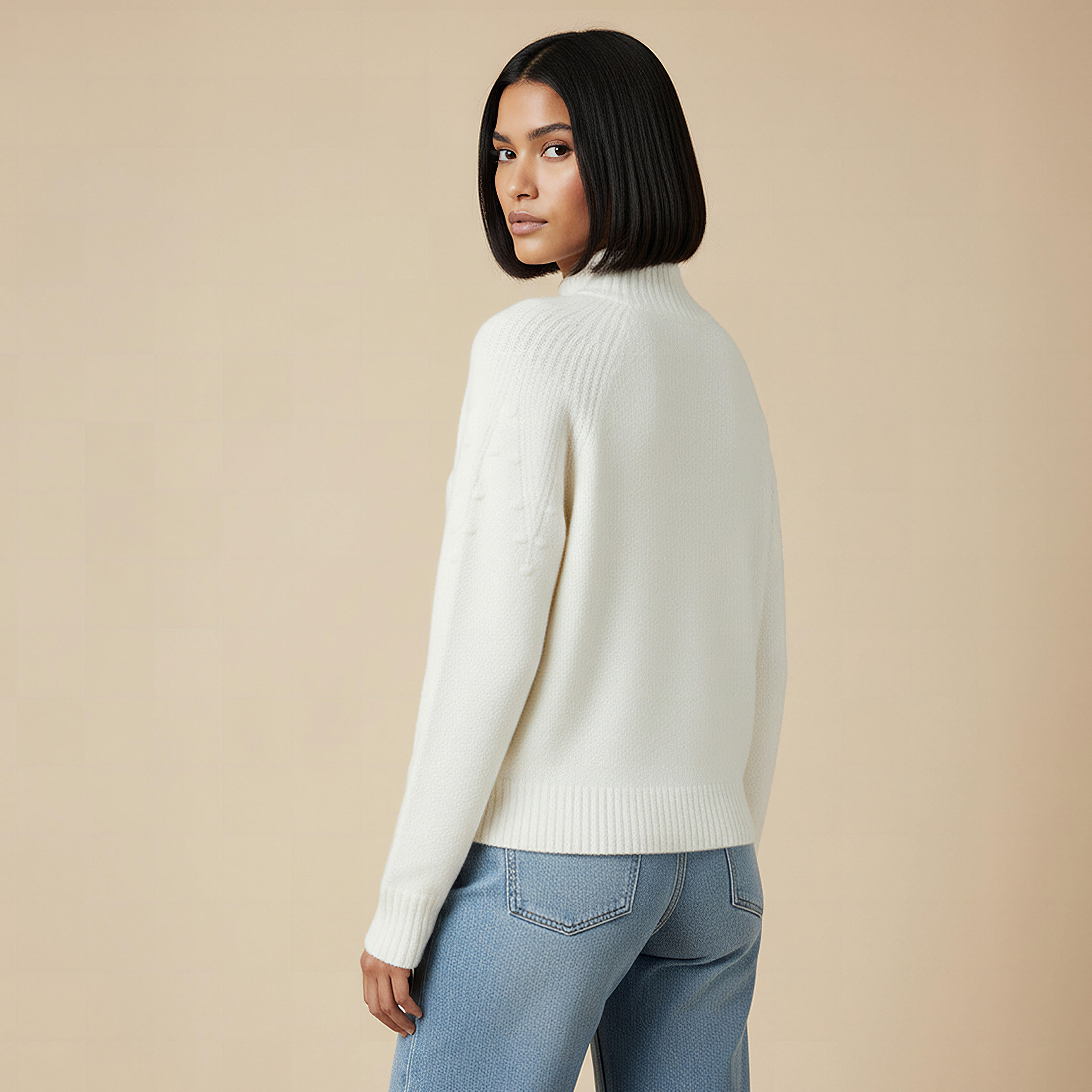 Yoke Detail Sweater with Long Sleeves-women-clothing-cardigansandjumpers-jumpers-image-3