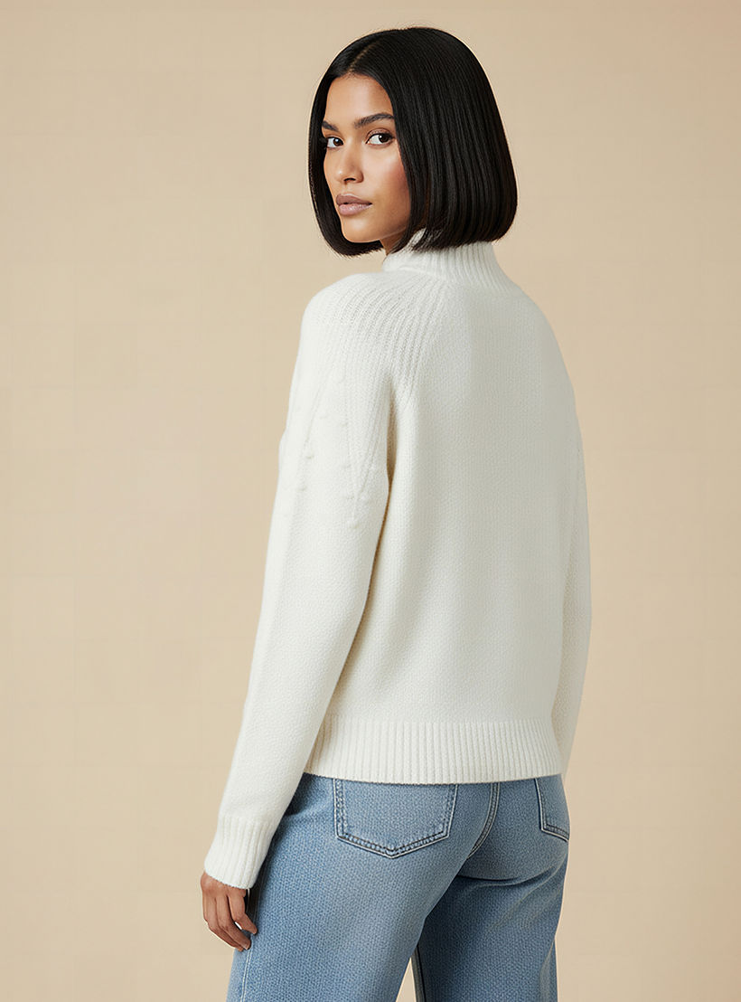 Yoke Detail Sweater with Long Sleeves-women-clothing-cardigansandjumpers-jumpers-image-3