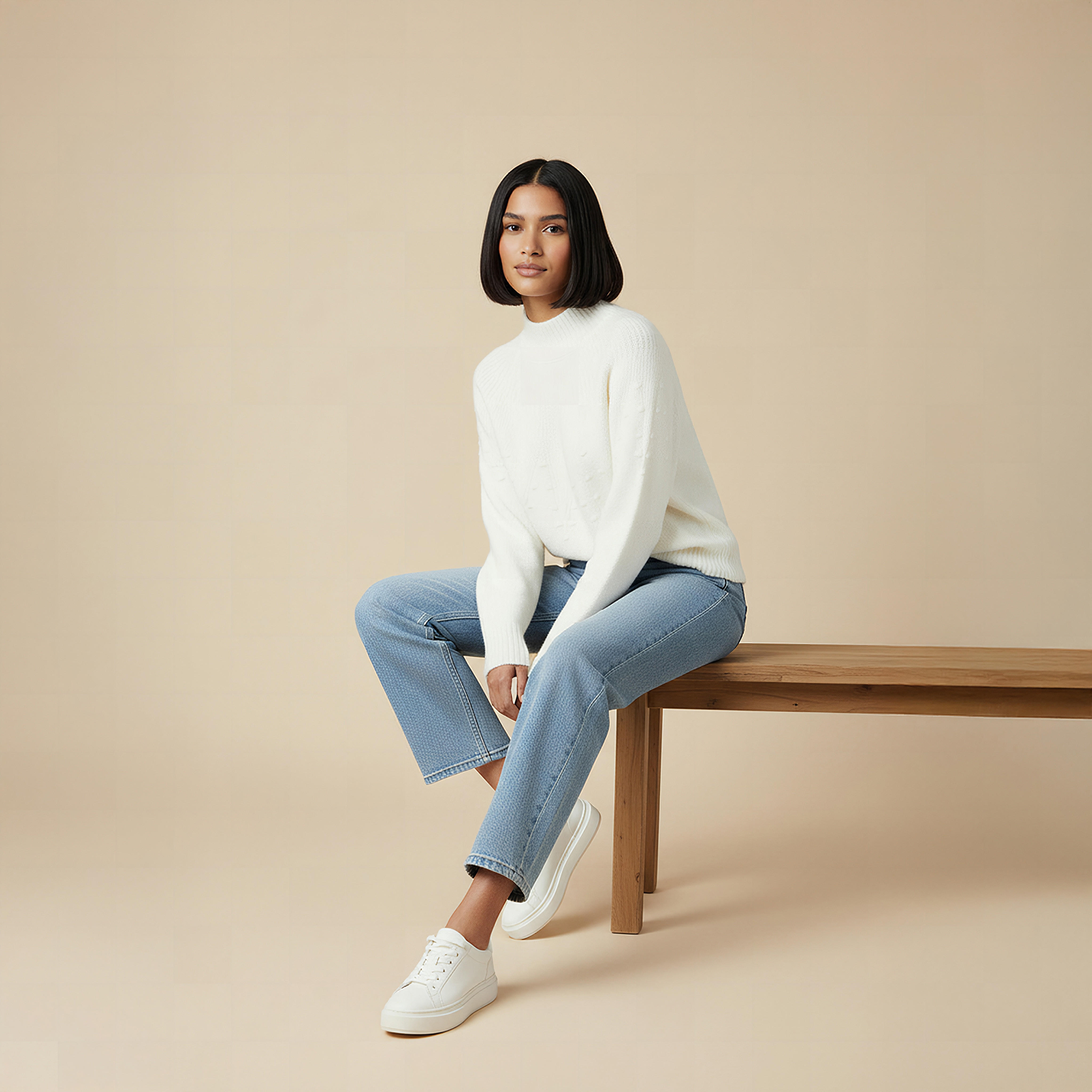 Yoke Detail Sweater with Long Sleeves-women-clothing-cardigansandjumpers-jumpers-image-5