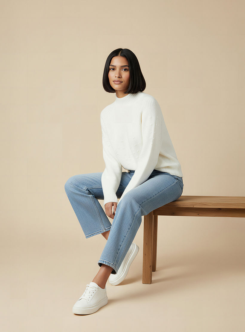 Yoke Detail Sweater with Long Sleeves-women-clothing-cardigansandjumpers-jumpers-image-5