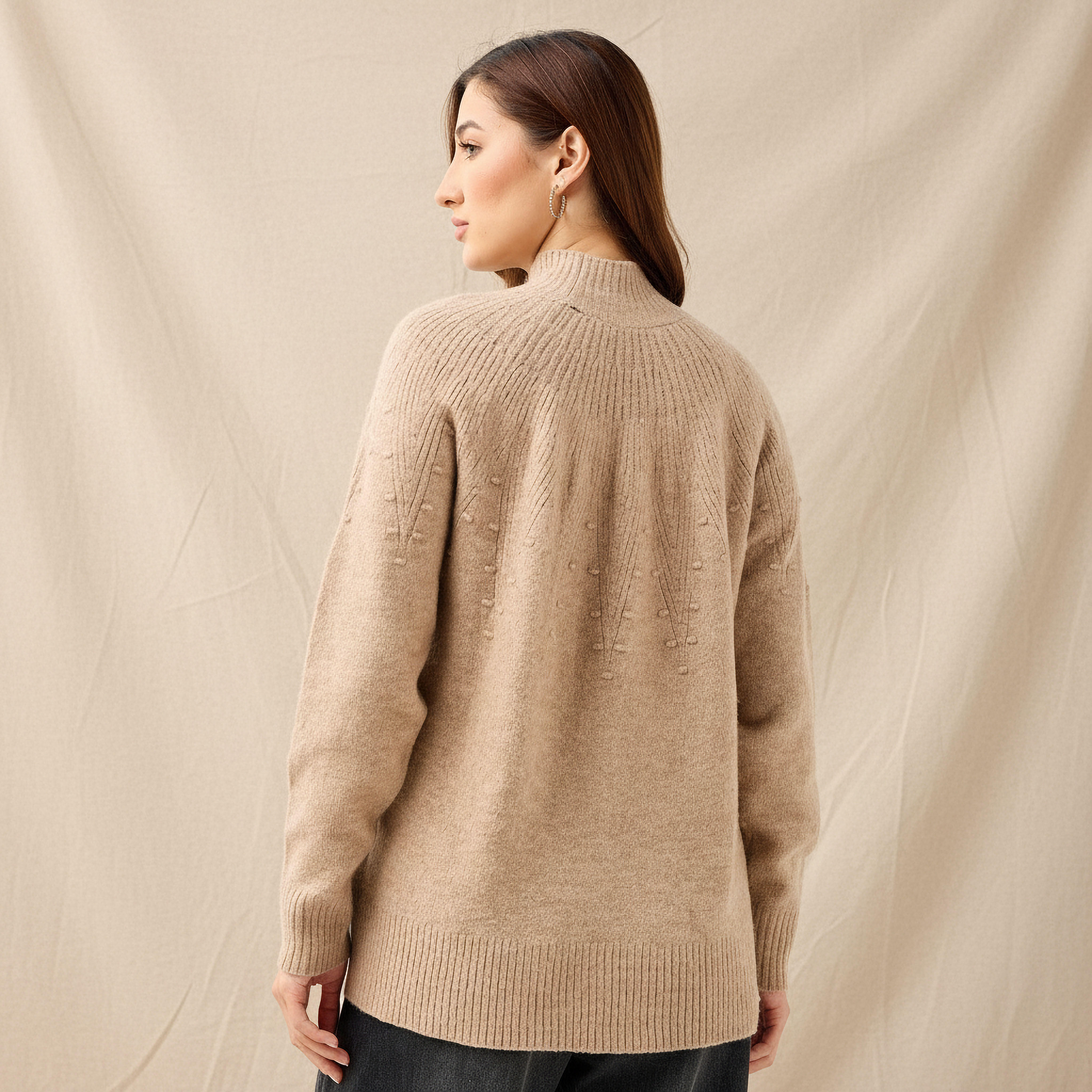 Yoke Detail Sweater with Long Sleeves-women-clothing-cardigansandjumpers-jumpers-image-3