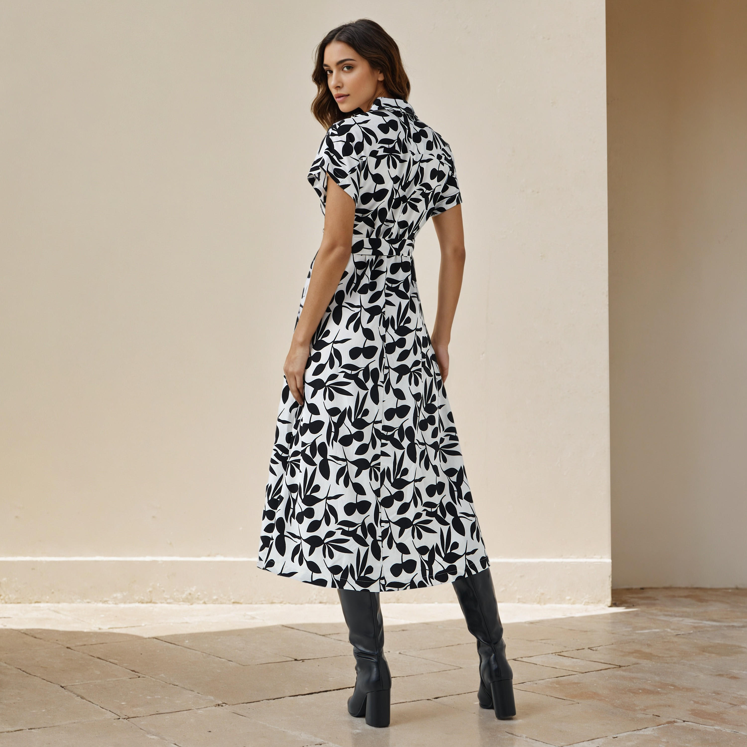 Leaf Print Wrap Style Women Dress with Tie-Up Detail-PROMO_SP_AE_2FOR169_110625-image-3