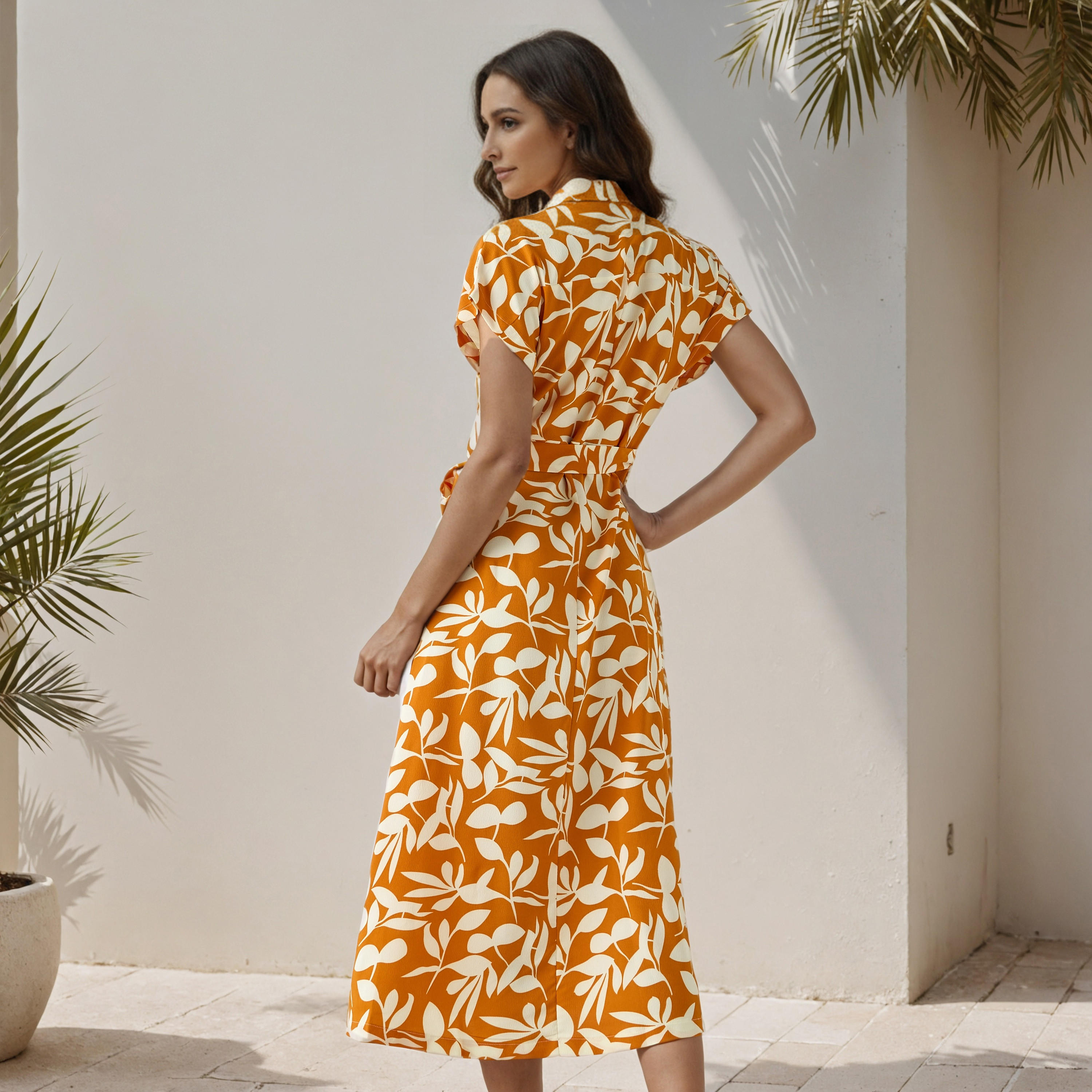 Leaf Print Wrap Style Women Dress with Tie-Up Detail-PROMO_SP_AE_2FOR169_110625-image-3