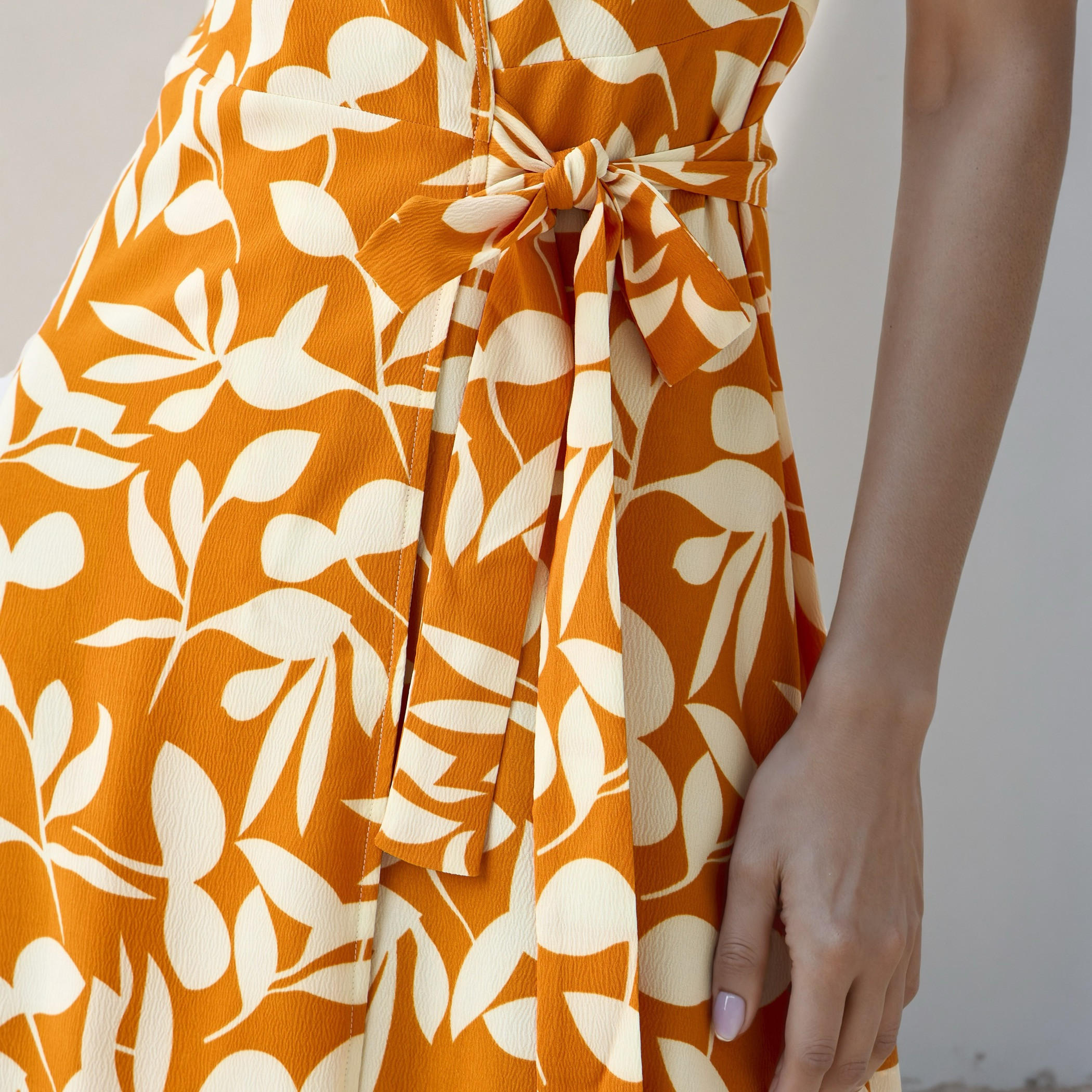 Leaf Print Wrap Style Women Dress with Tie-Up Detail-PROMO_SP_AE_2FOR169_110625-image-5