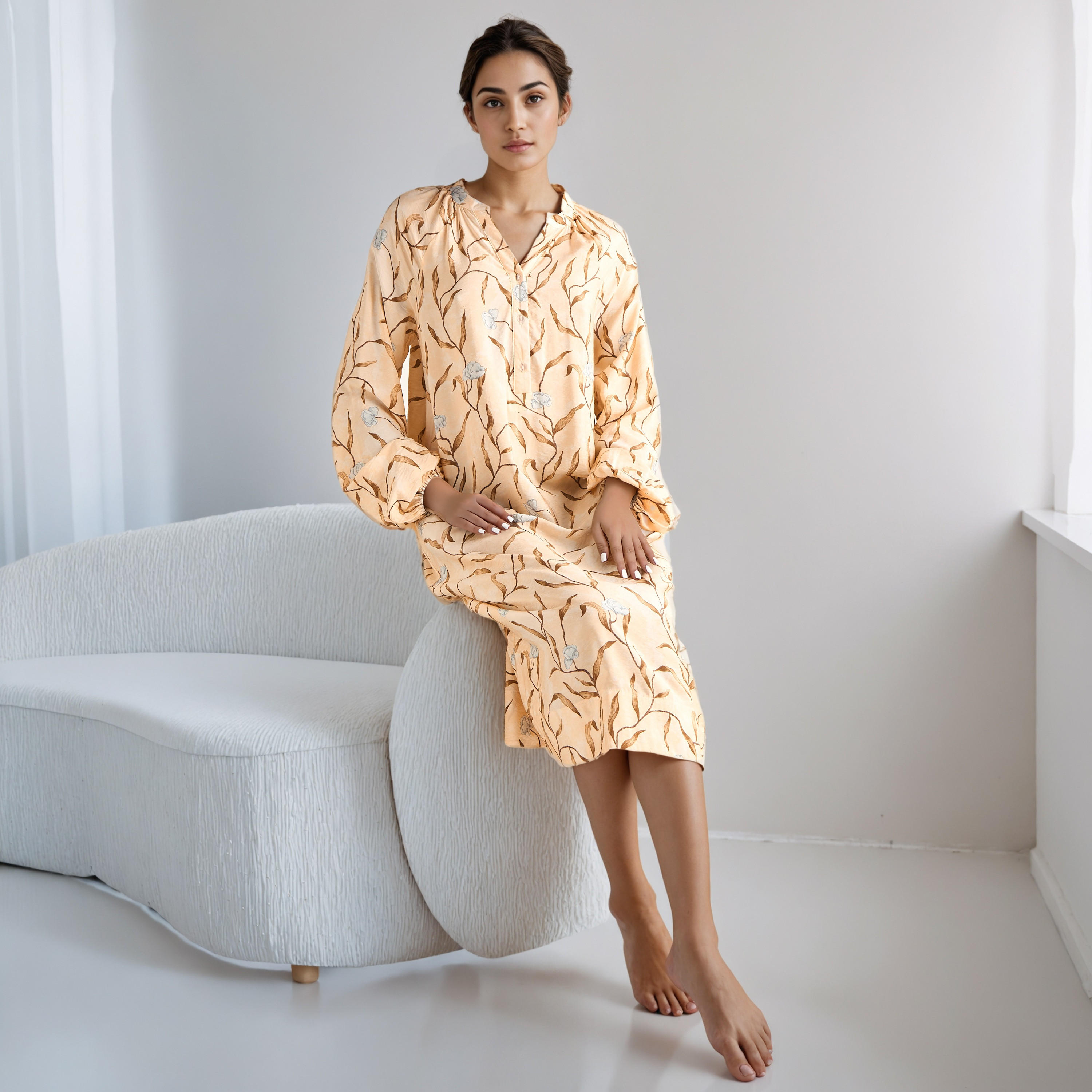 Floral Print Midi Dress with Long Sleeves-women-clothing-dresses-image-2