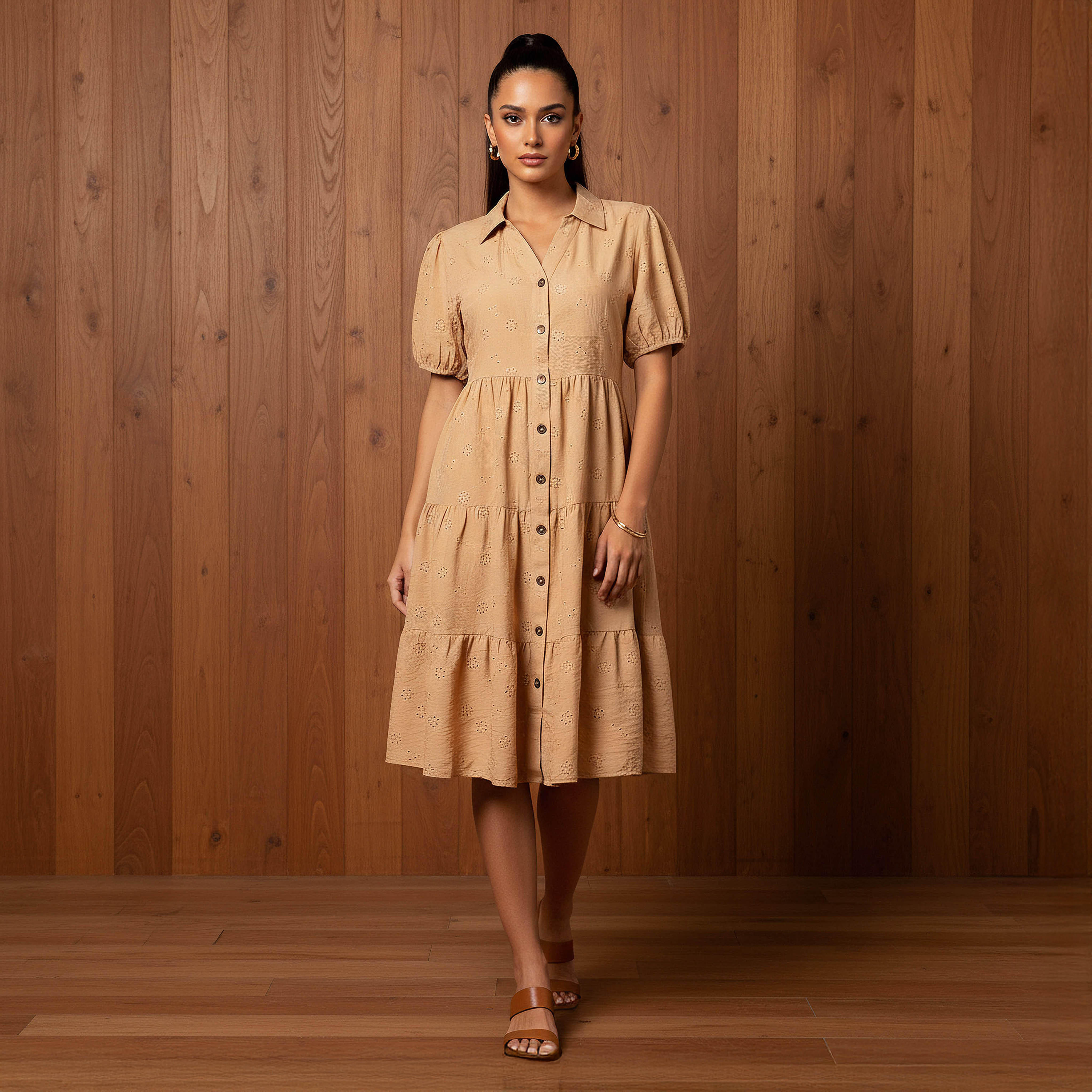 Schiffli Textured Tiered Women Dress with Collar-PROMO_SP_AE_2FOR169_110625-image-1
