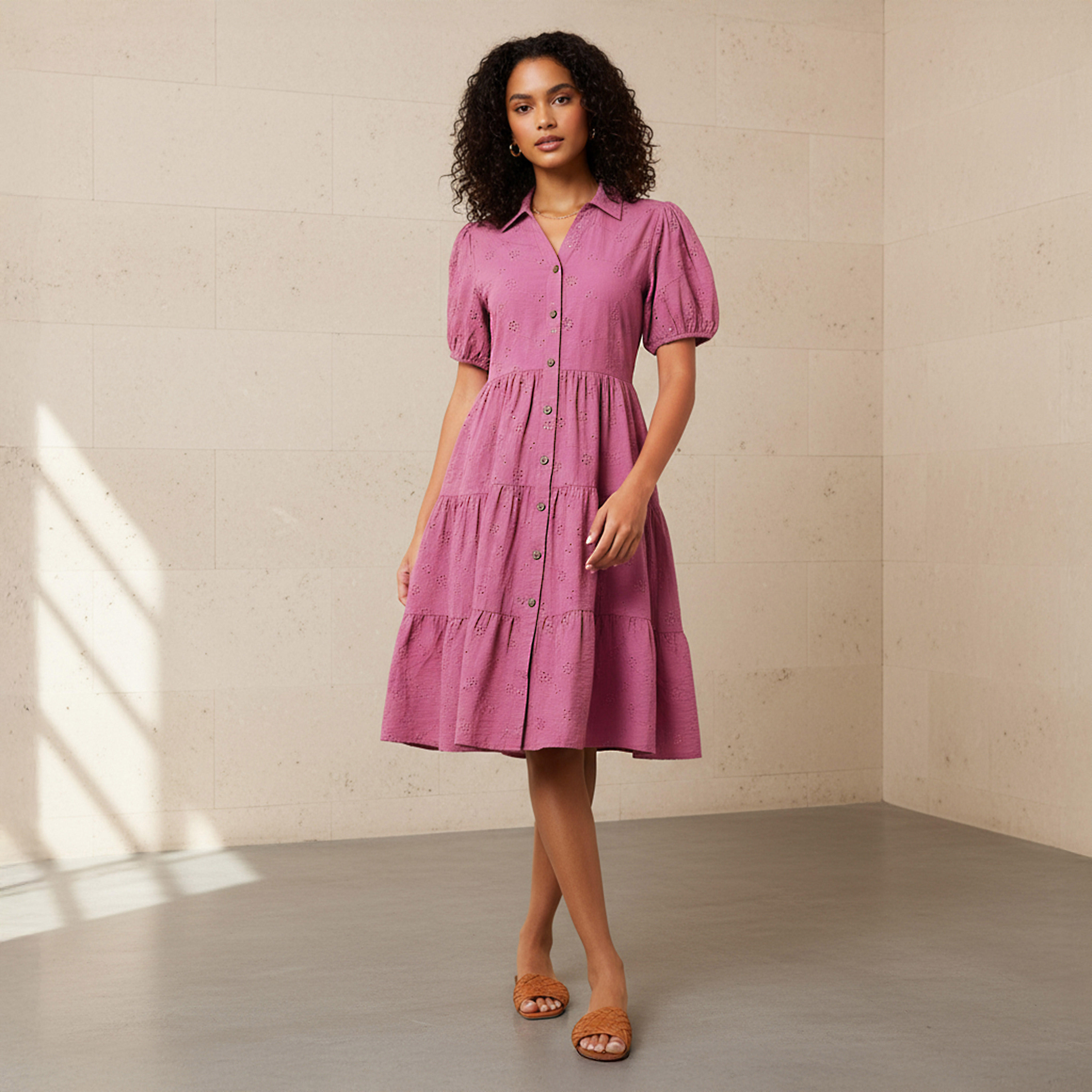 Schiffli Textured Tiered Women Dress with Collar-PROMO_SP_AE_2FOR169_110625-image-1