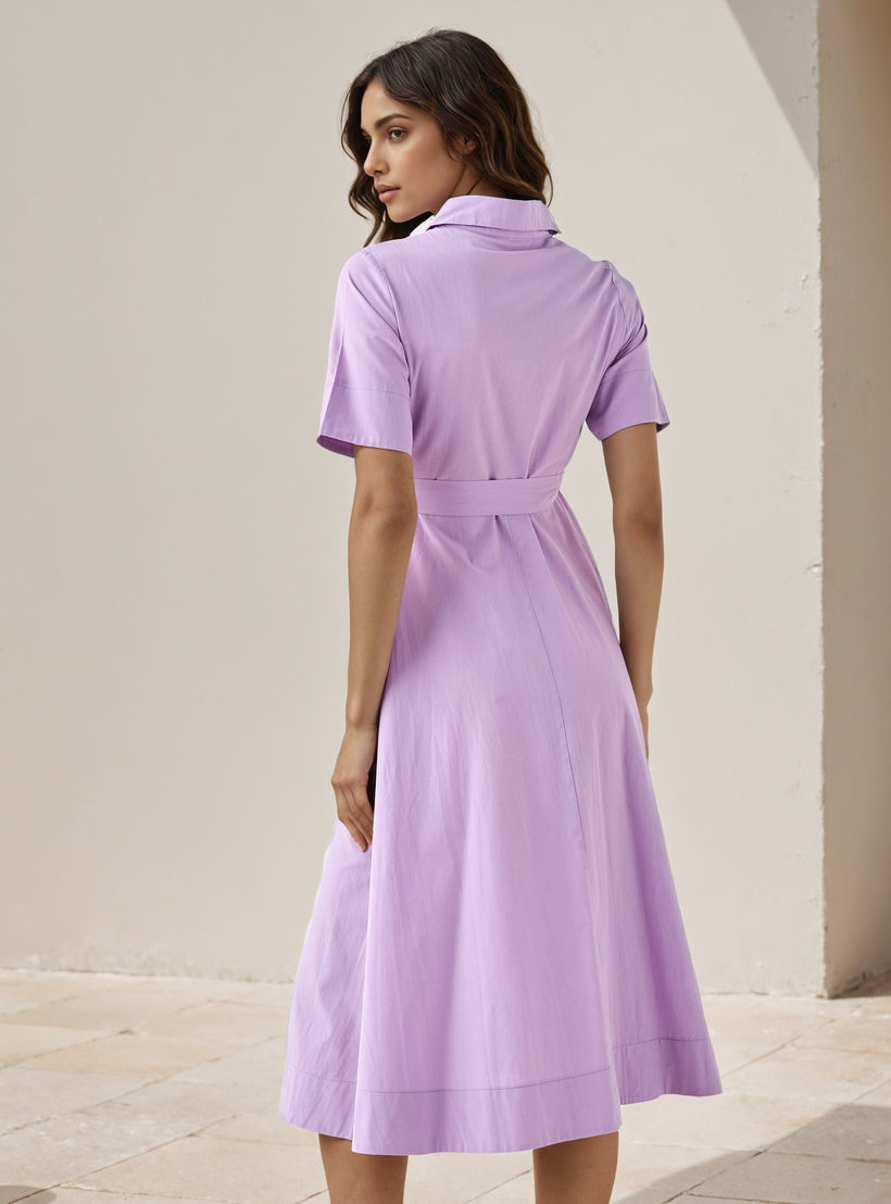 Shirt Midi Cotton Dress with Waist Tie-Up-PROMO_SP_AE_2FOR169_110625-image-3