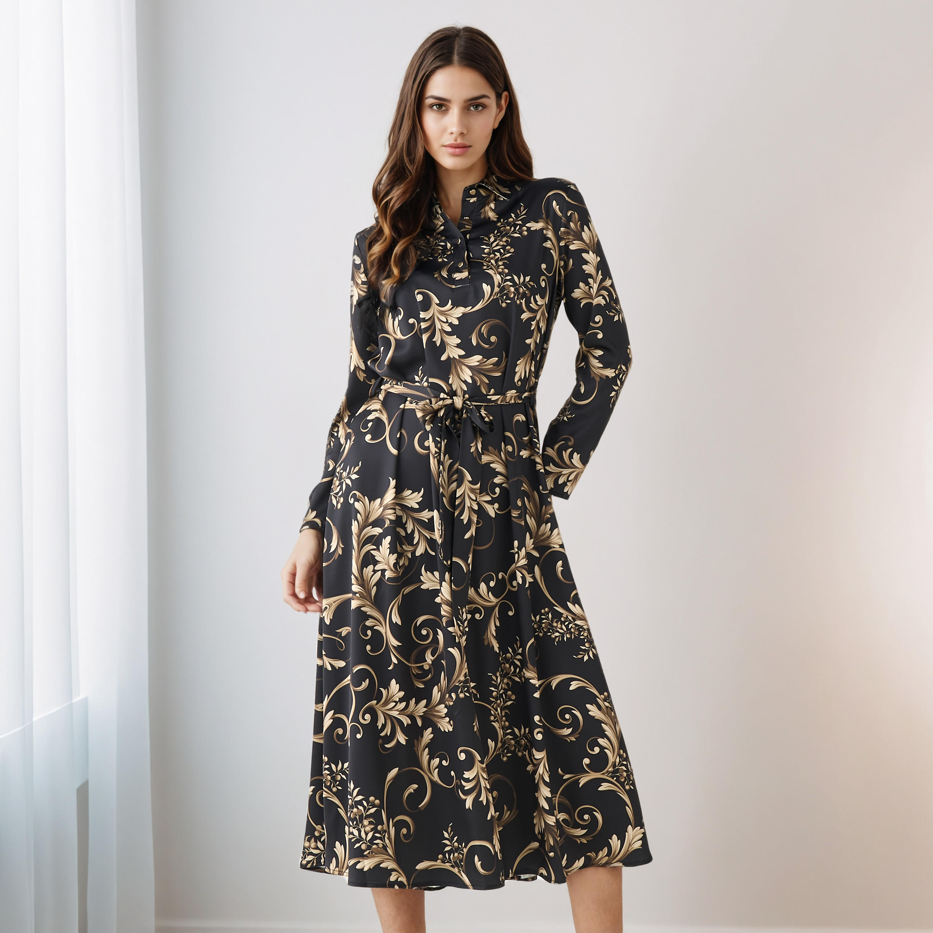 Printed Shirt Dress with Tie-Up Detail Polyester-PROMO_SP_AE_2FOR169_110625-image-2