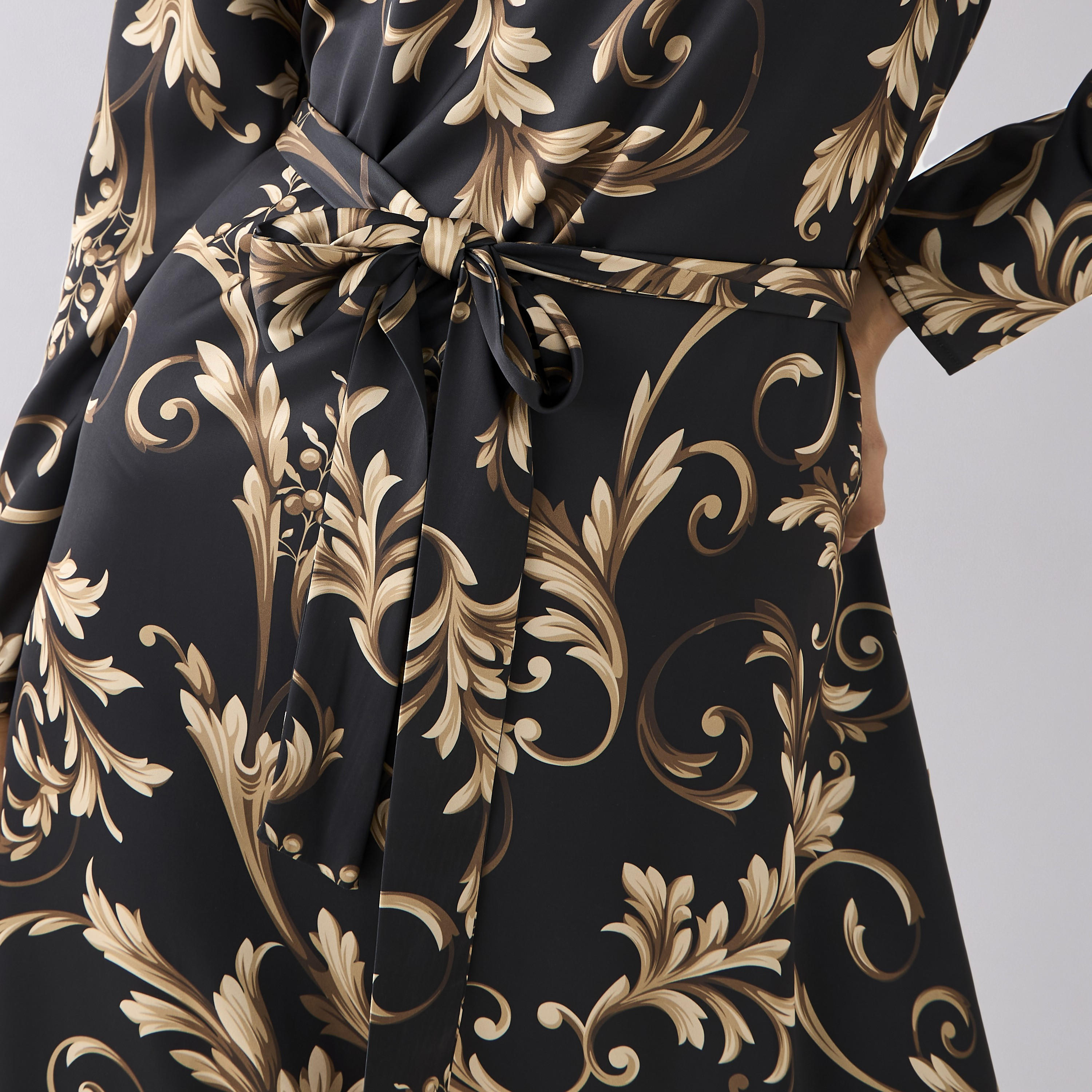 Printed Shirt Dress with Tie-Up Detail Polyester-PROMO_SP_AE_2FOR169_110625-image-6