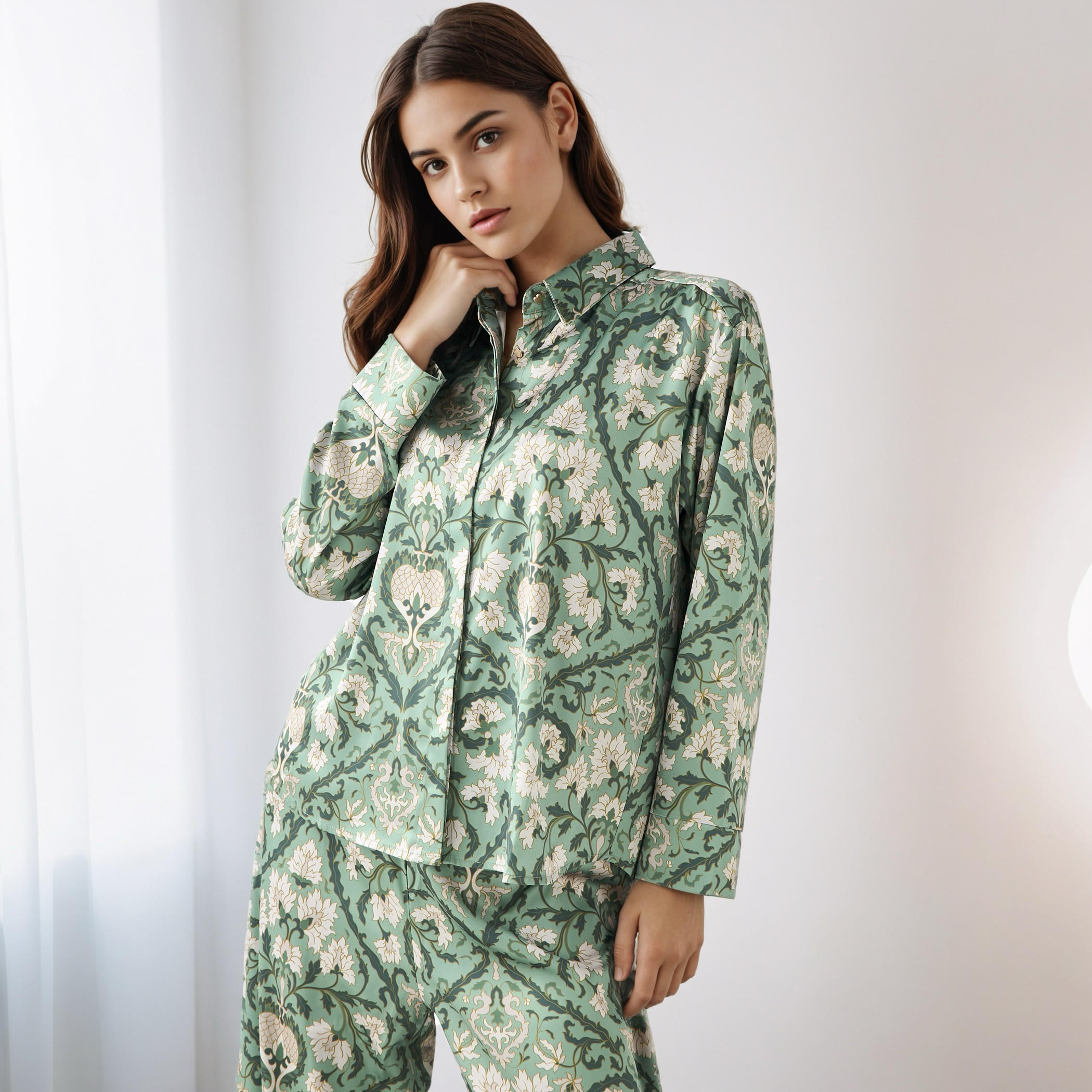 Coord Set with Shirt & Wide Leg Pants-women-clothing-coordsets-image-2