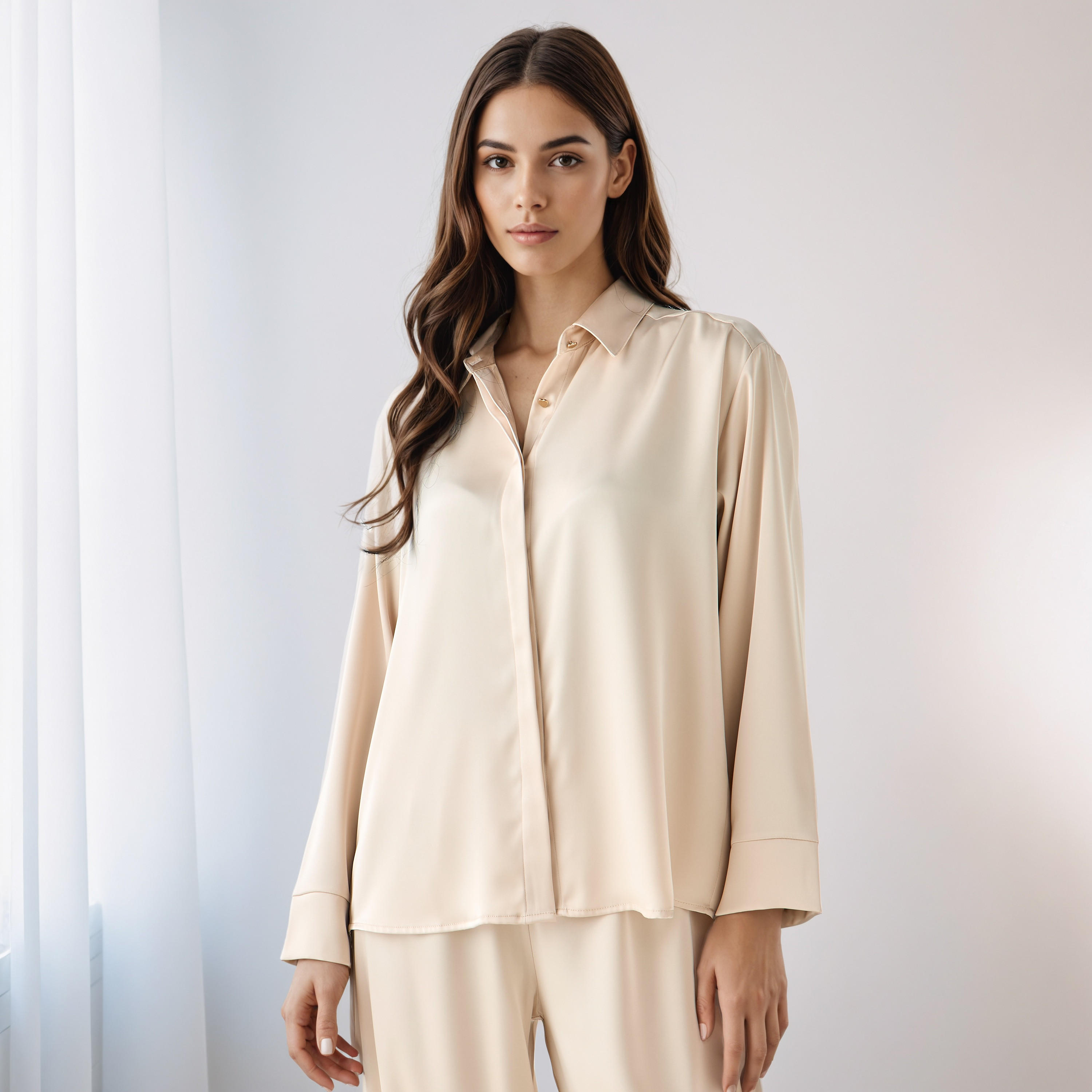 Coord Set with Shirt & Wide Leg Pants-women-clothing-coordsets-image-2