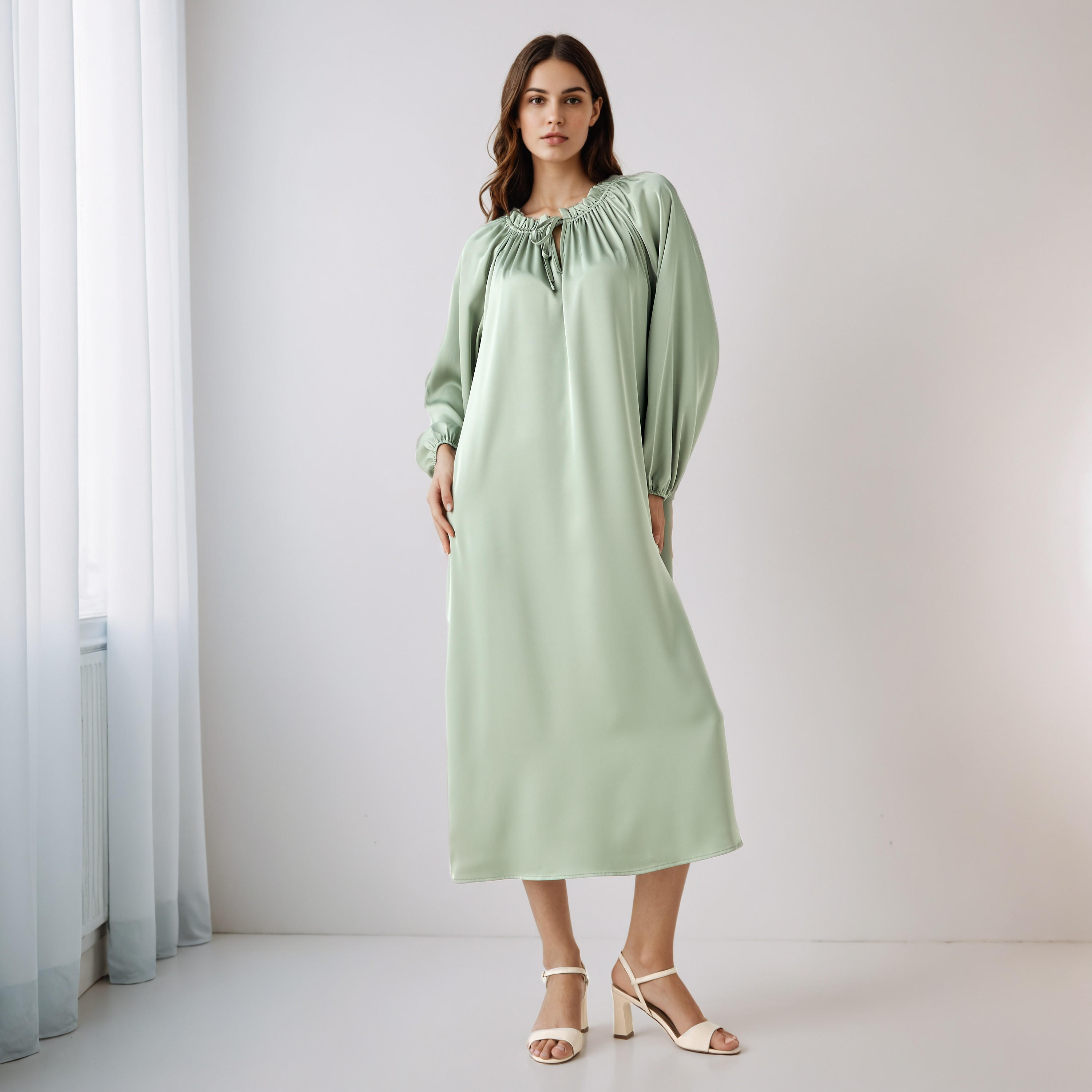 Shift Midi Dress with Tie-Ups-women-clothing-dresses-image-1