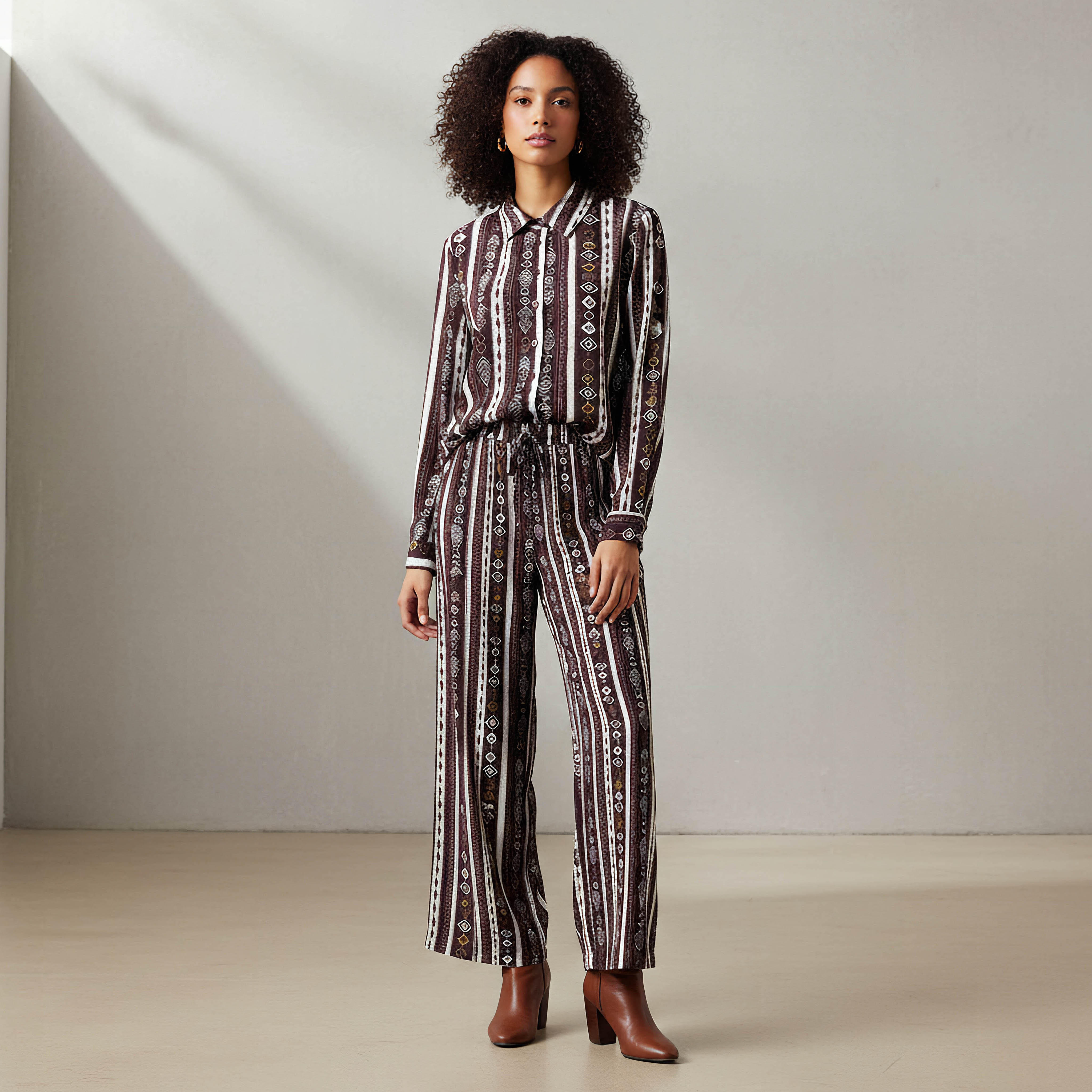 Coord Set with Shirt & Wide Leg Pants-women-clothing-coordsets-image-1
