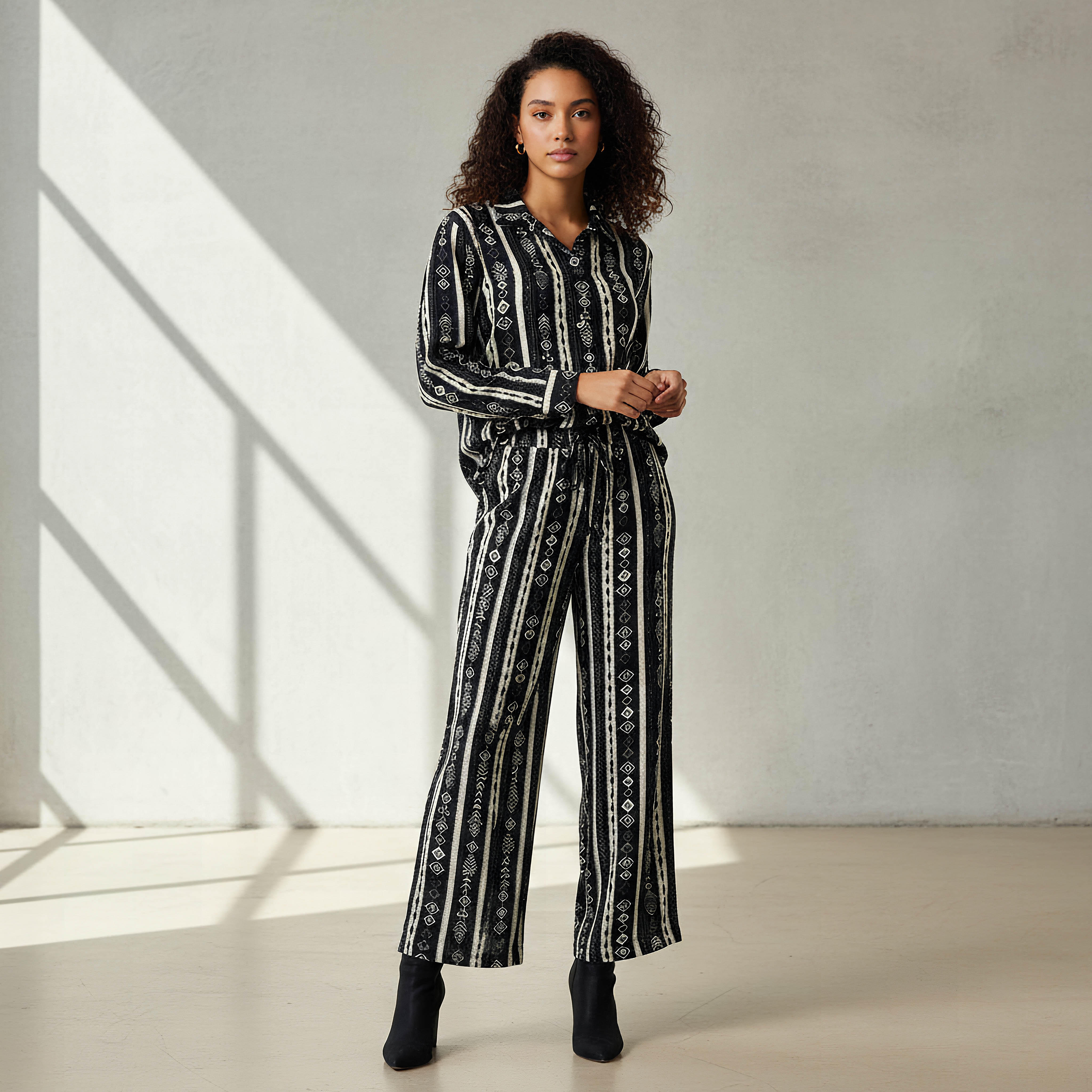 Coord Set with Shirt & Wide Leg Pants-women-clothing-coordsets-image-1