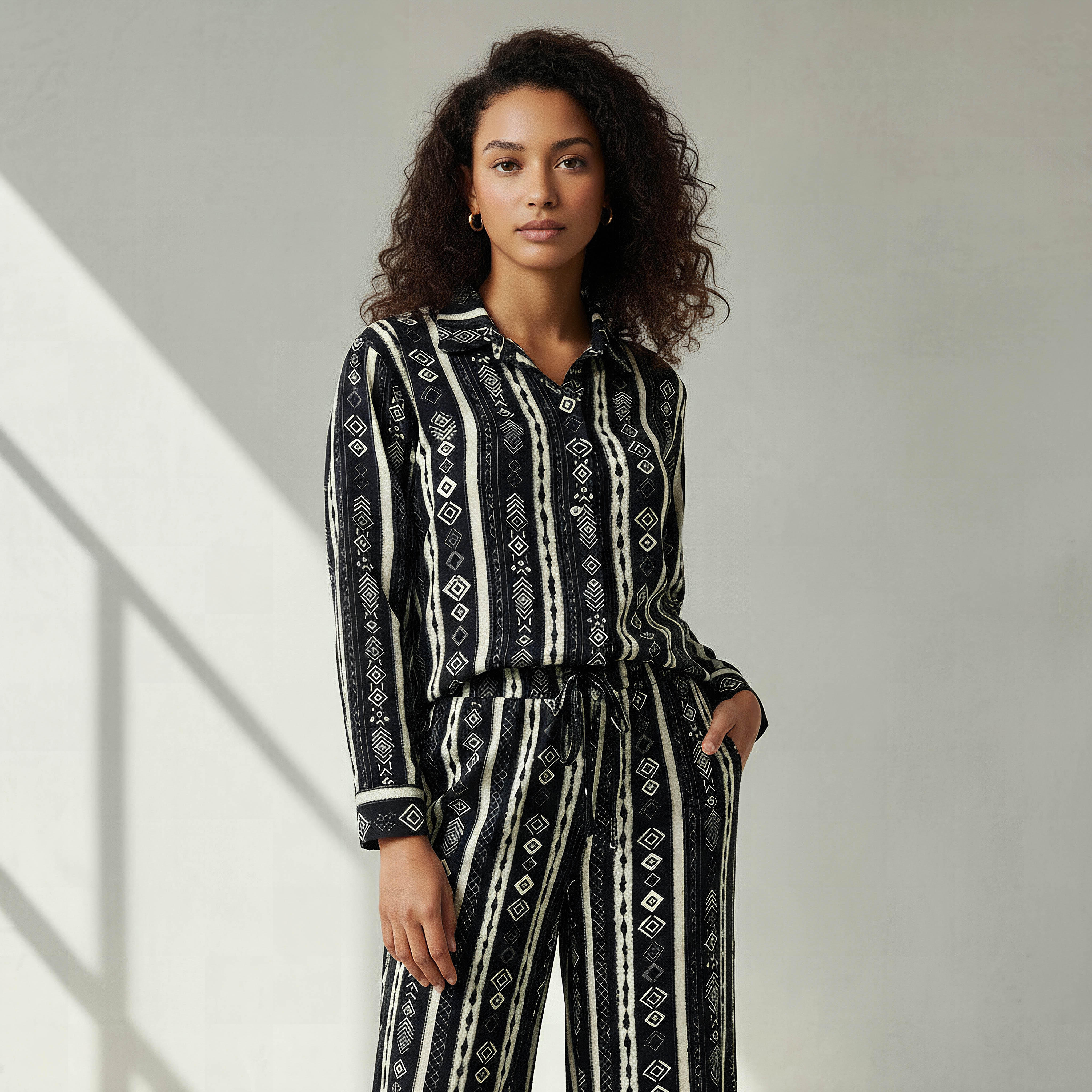 Coord Set with Shirt & Wide Leg Pants-women-clothing-coordsets-image-2
