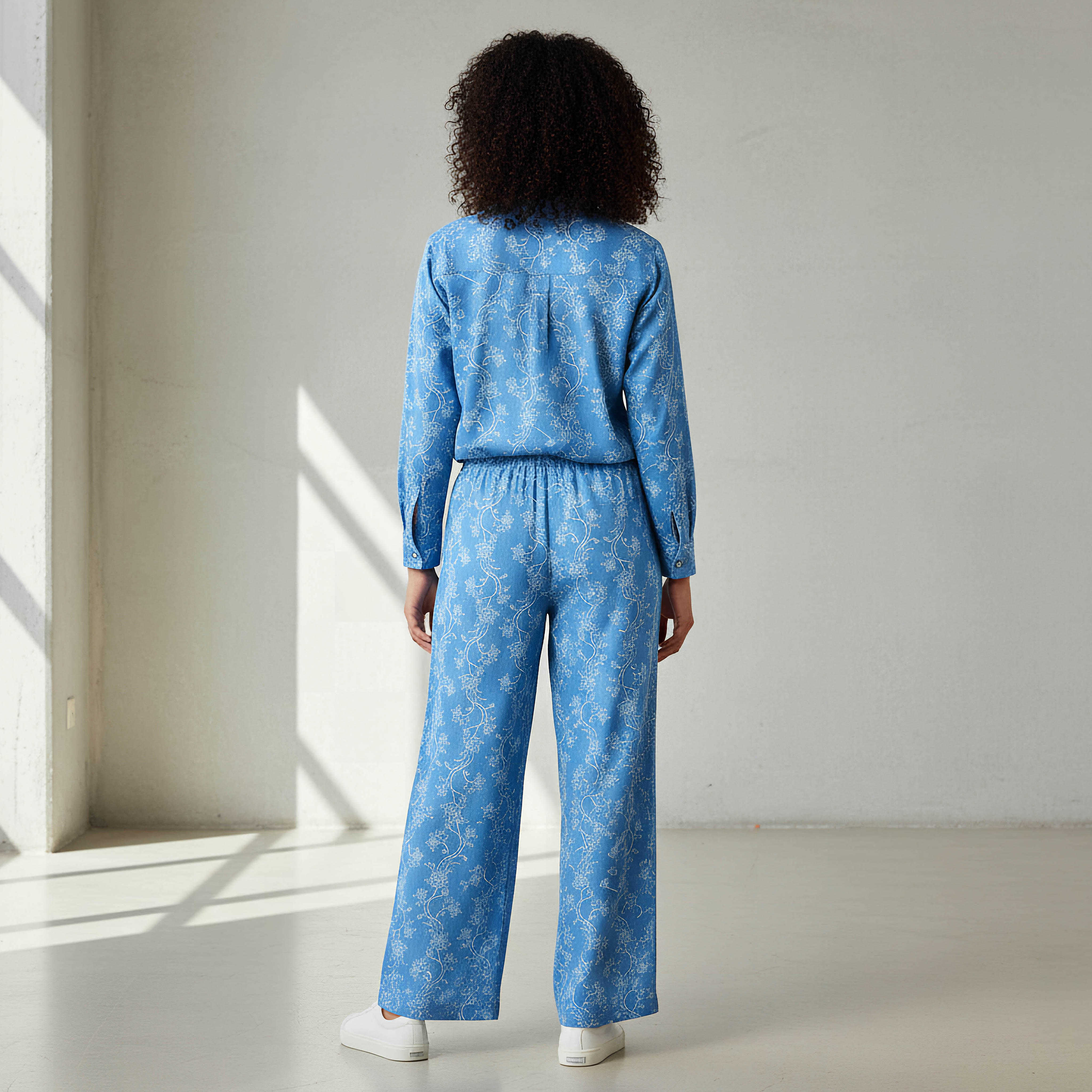 Denim Coord Set with Shirt & Wide Leg Pants-women-clothing-coordsets-image-3