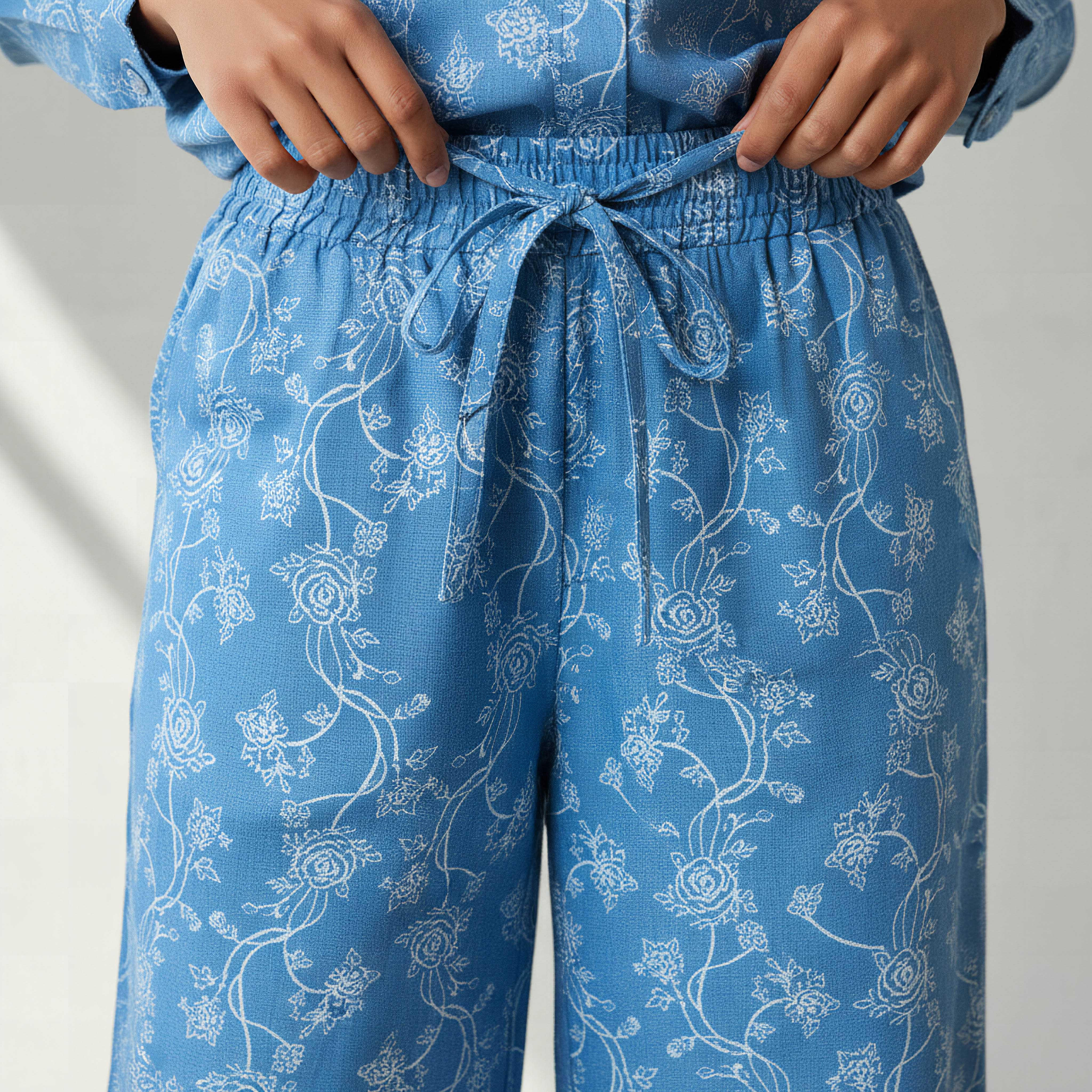 Denim Coord Set with Shirt & Wide Leg Pants-women-clothing-coordsets-image-6