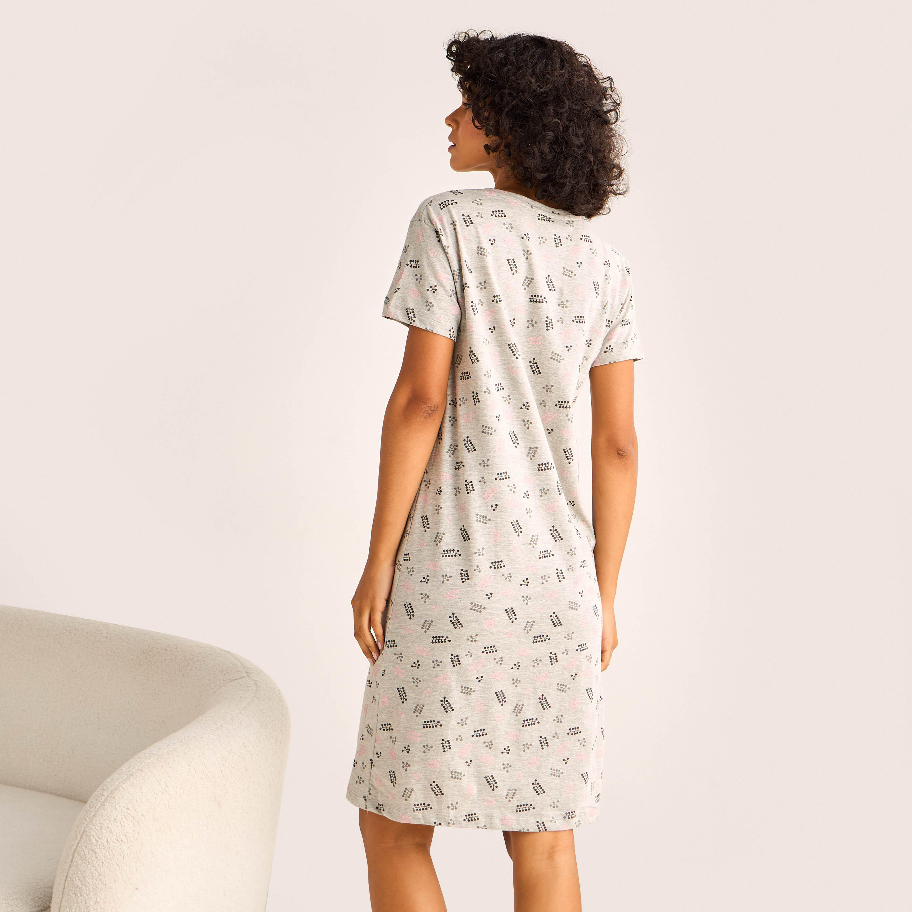 Night Dress Short Sleeves Printed-women-clothing-nightwear-nighties-image-3
