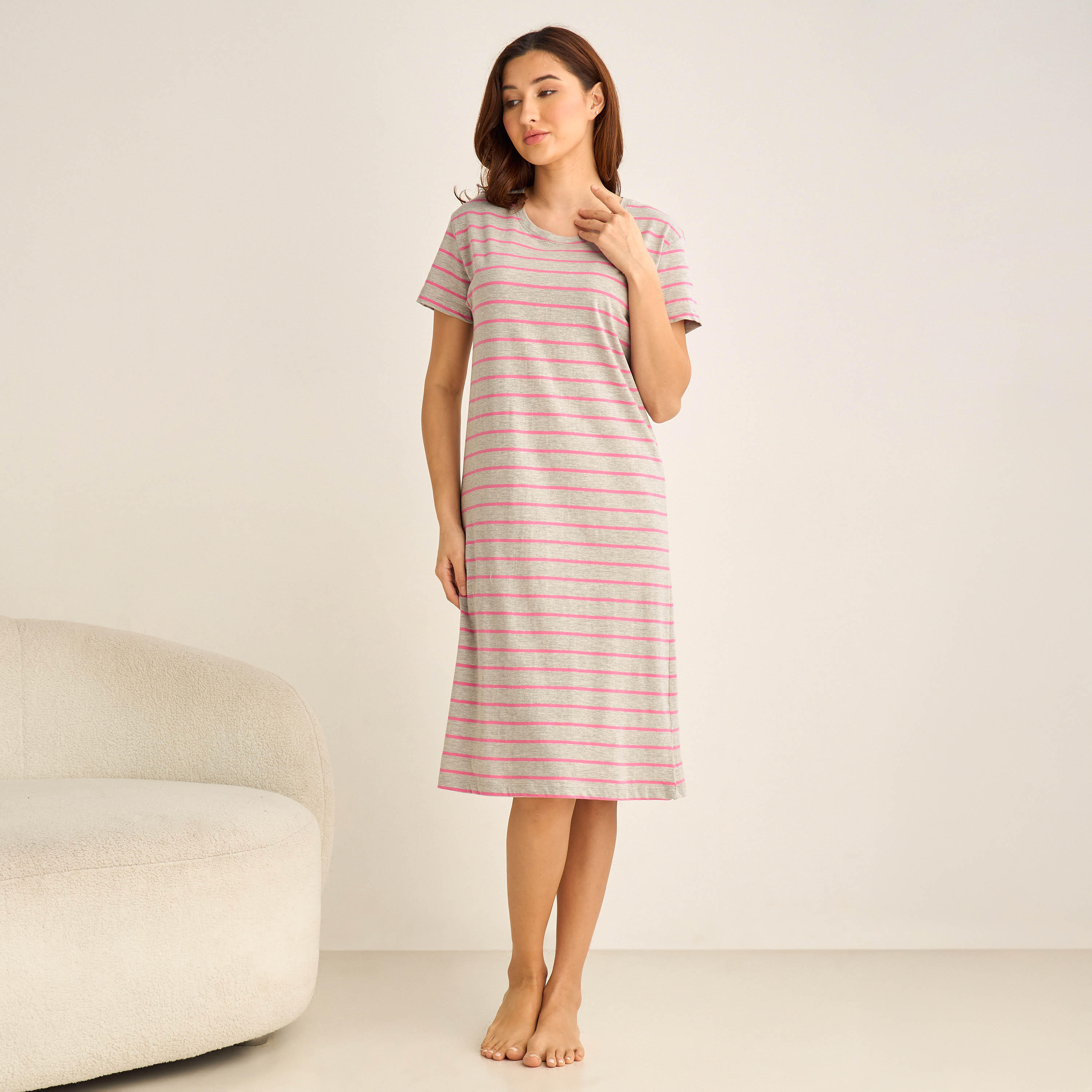 Night Dress Short Sleeves Printed-women-clothing-nightwear-nighties-image-1