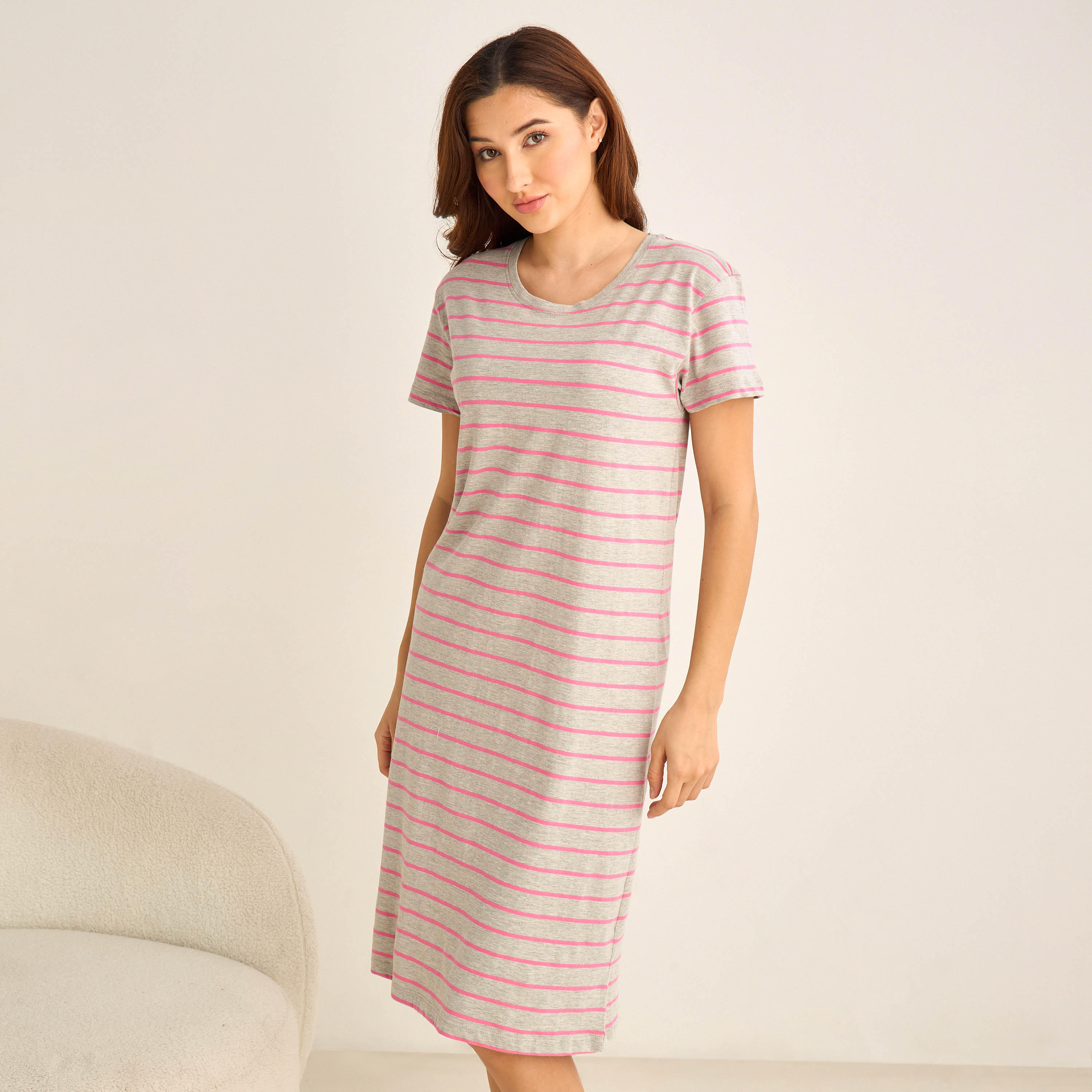 Night Dress Short Sleeves Printed-women-clothing-nightwear-nighties-image-2