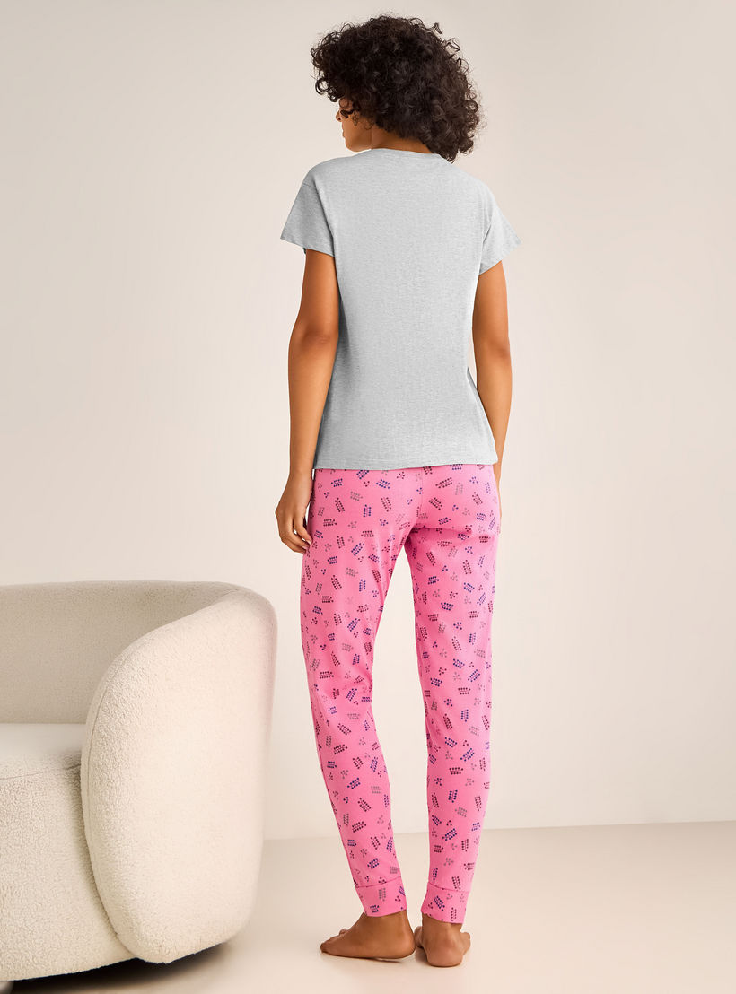 طقم بيجاما تيشيرت وبنطلون-women-clothing-nightwear-pyjamas-longsets-image-3