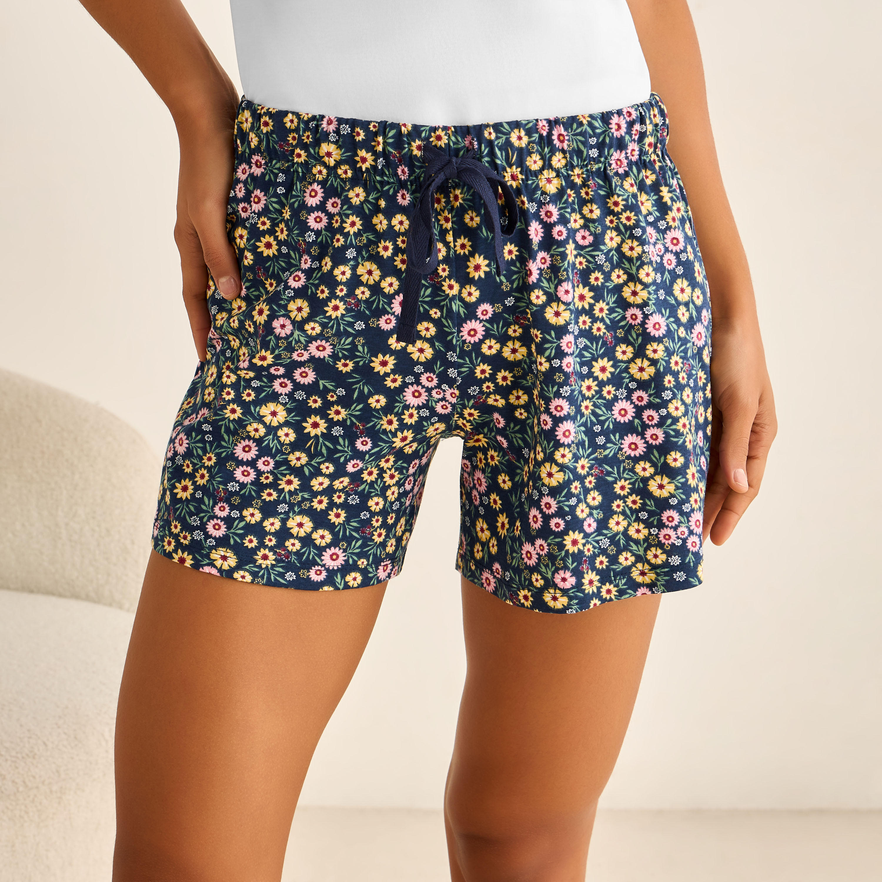 Set of 2 - Drawstring Waist Shorts-women-clothing-nightwear-pyjamas-bottoms-image-7