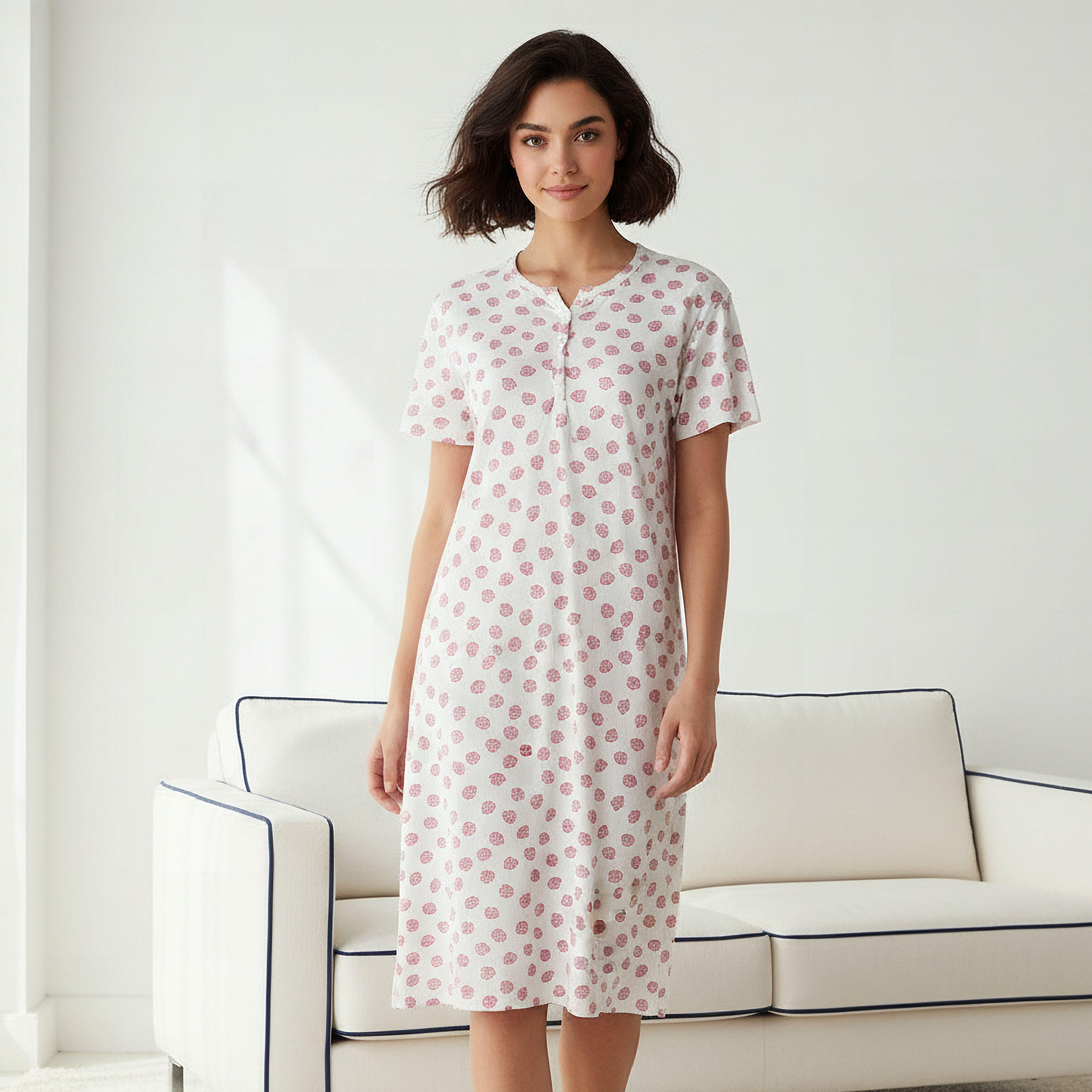 قميص نوم بطبعات وأكمام قصيرة-women-clothing-nightwear-nighties-image-1